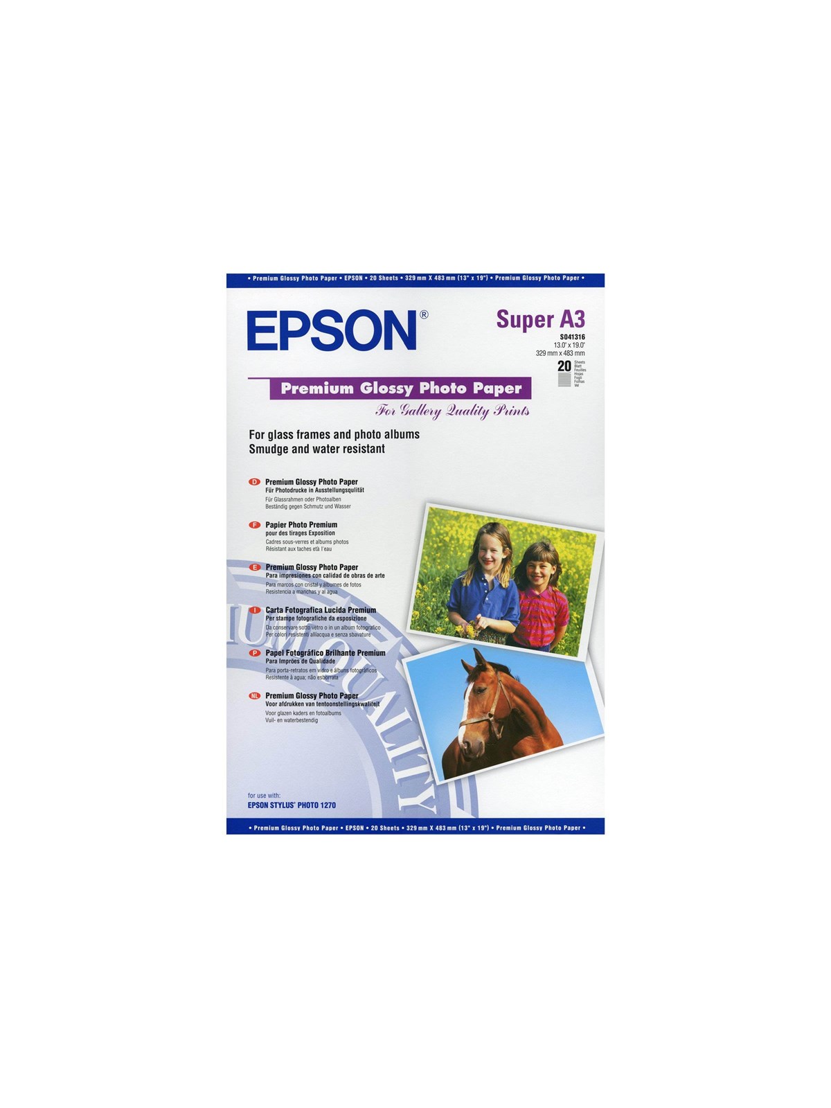 Epson Glossy photo paper inkjet 250g/m2 A3+, Fotopapir