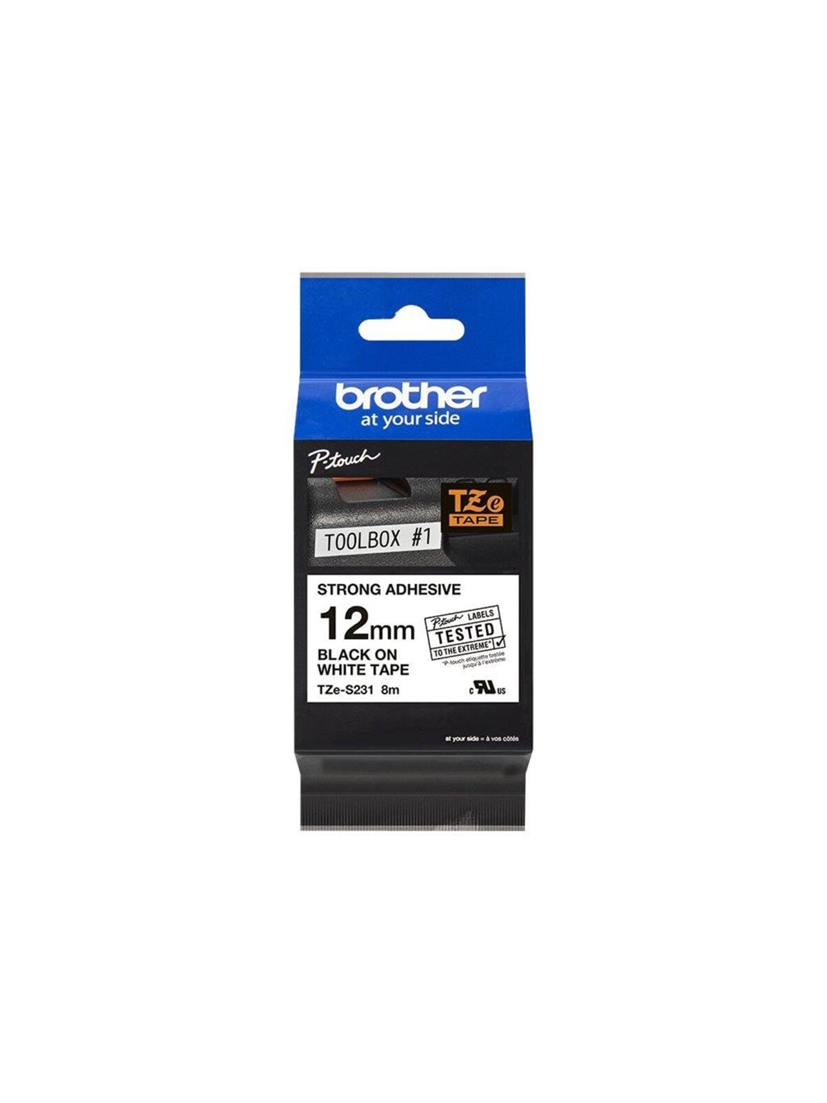 Brother TZS-231 - Black On White - Roll (1.2 cm x 8 m), Fotopapir