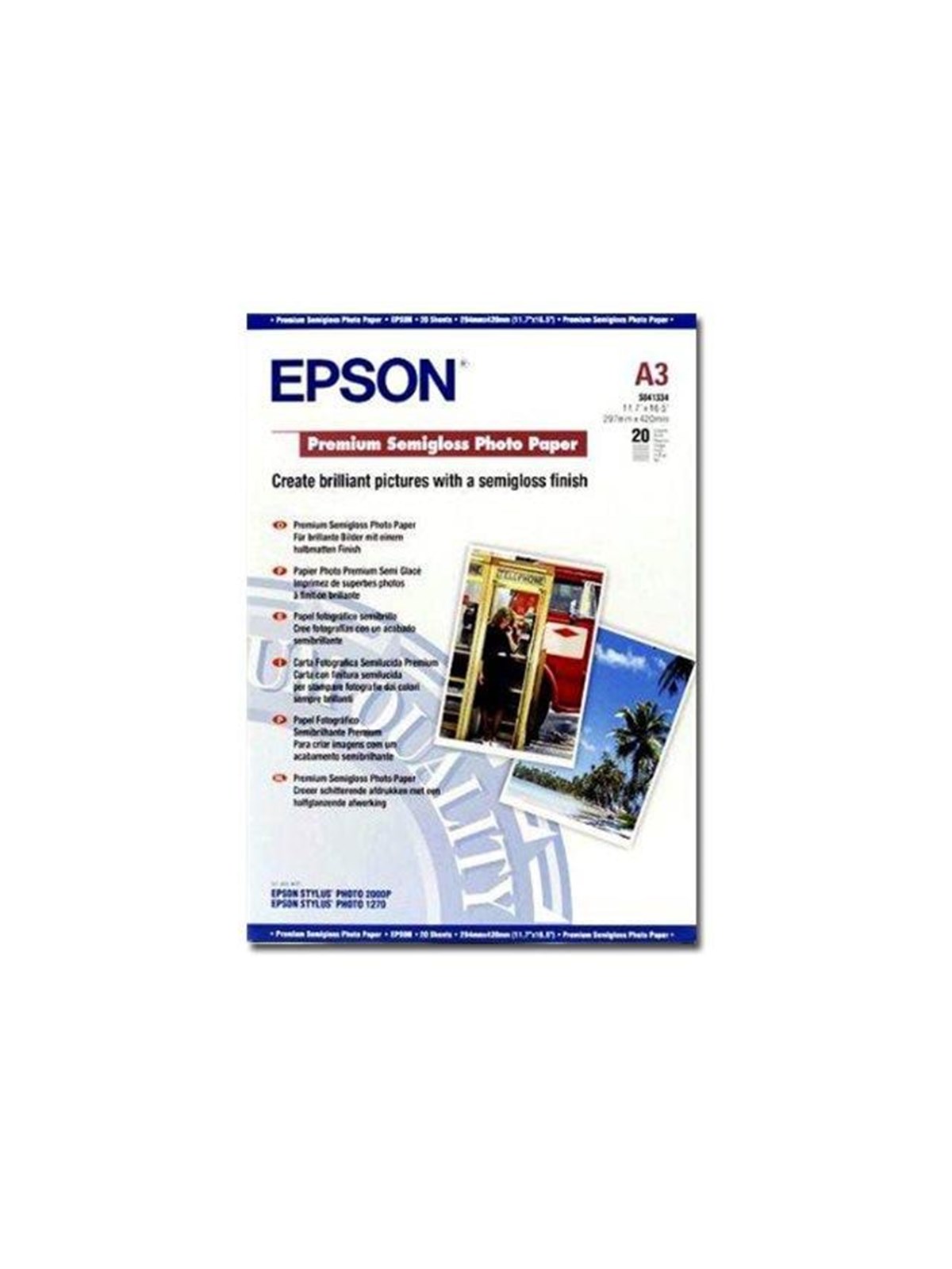Epson A3 Semi-Gloss Premium Photo Paper, Fotopapir