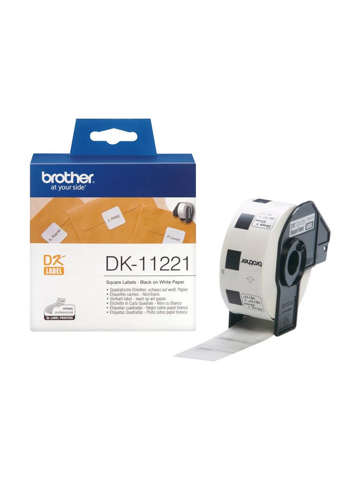 Brother DK-11221 - Black on white - 23 x 23 mm 1000 label(s) labels, Fotopapir