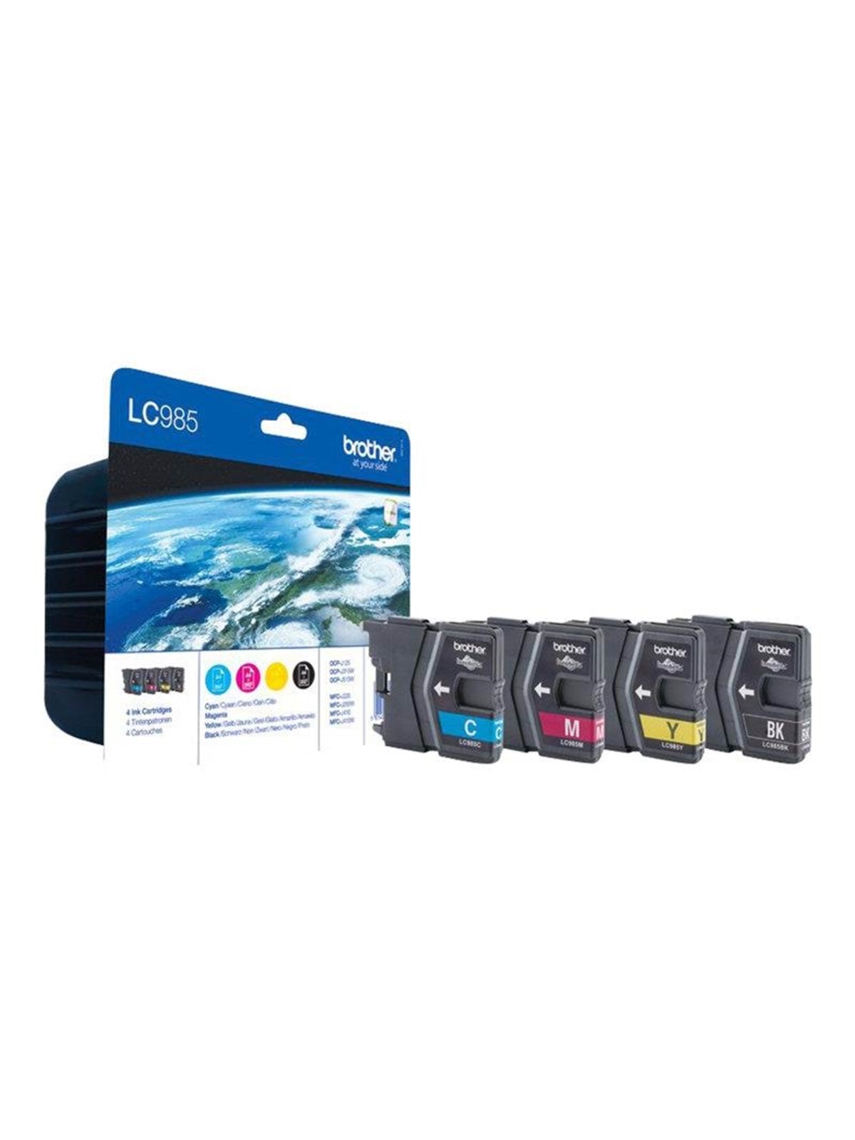 Brother LC985VALBPDR - Value Pack - 4-Pack (Balck Yellow Cyan Magenta) Ink - Blækpatron Cyan
