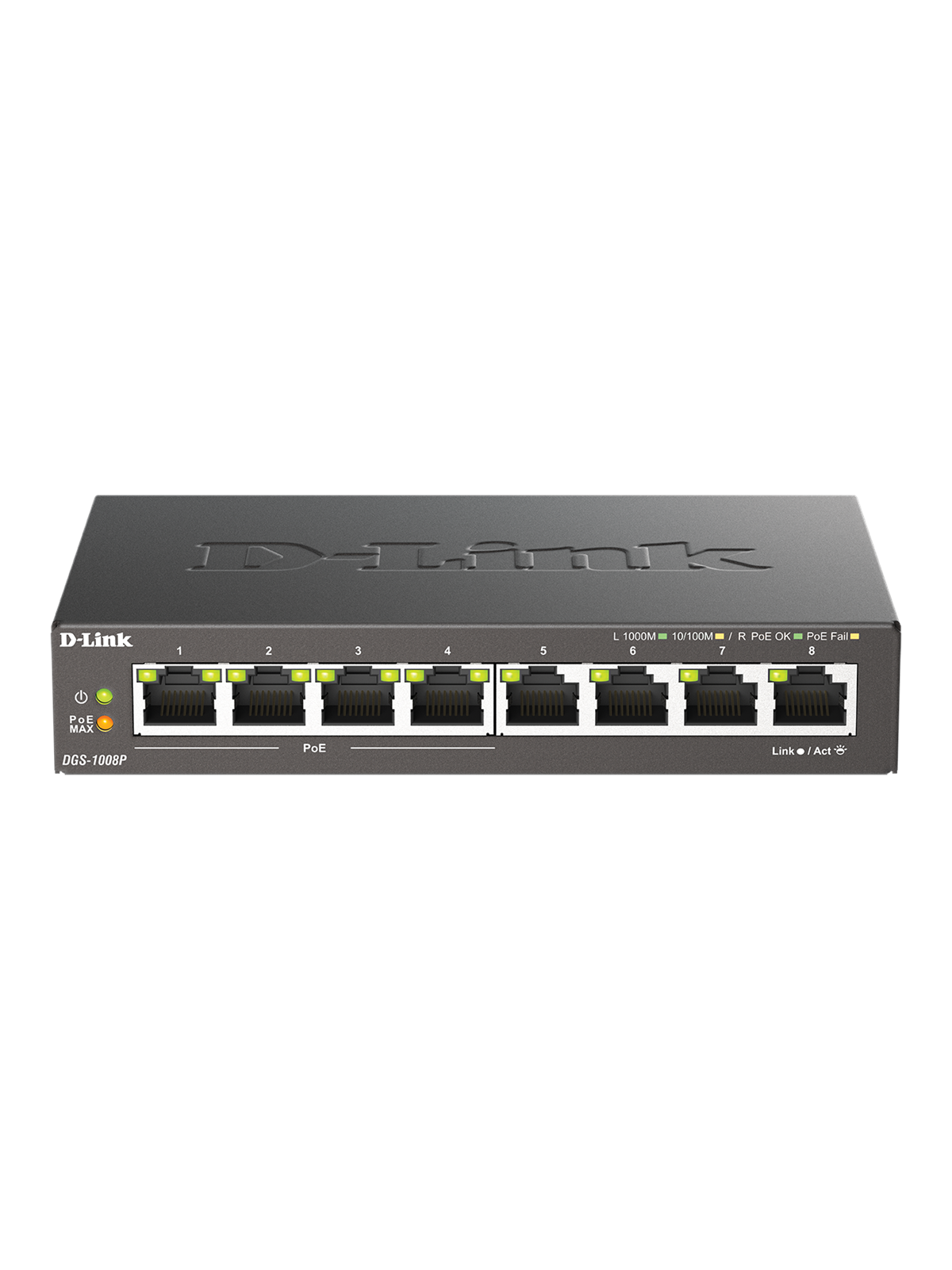 D-Link DGS-1008P 8-Port Gigabit Pø Unmanaged Desktop Switch, Switch