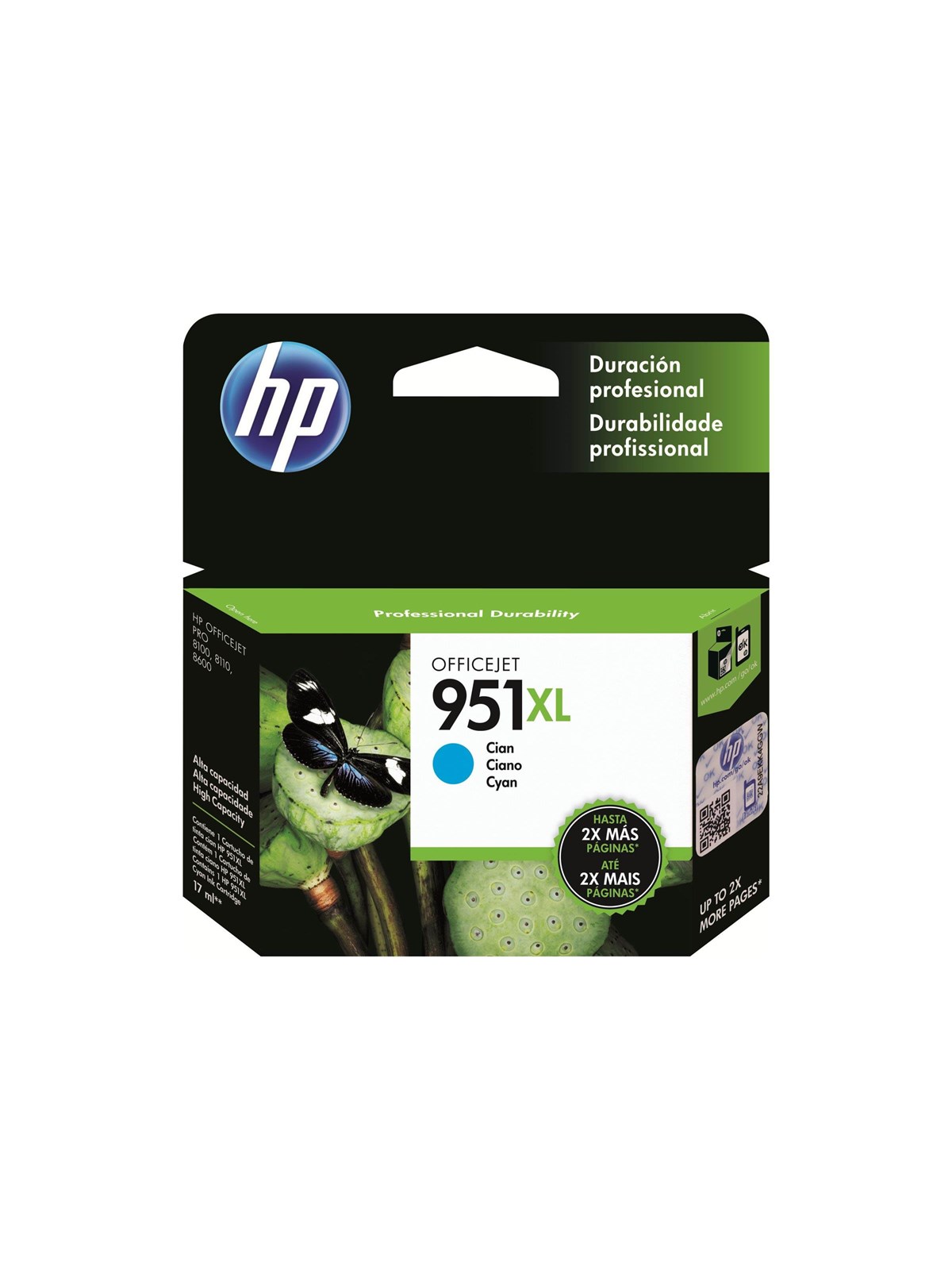 HP 951XL / CN046æ High Capacity Cyan Ink, Printerpatron Og Toner