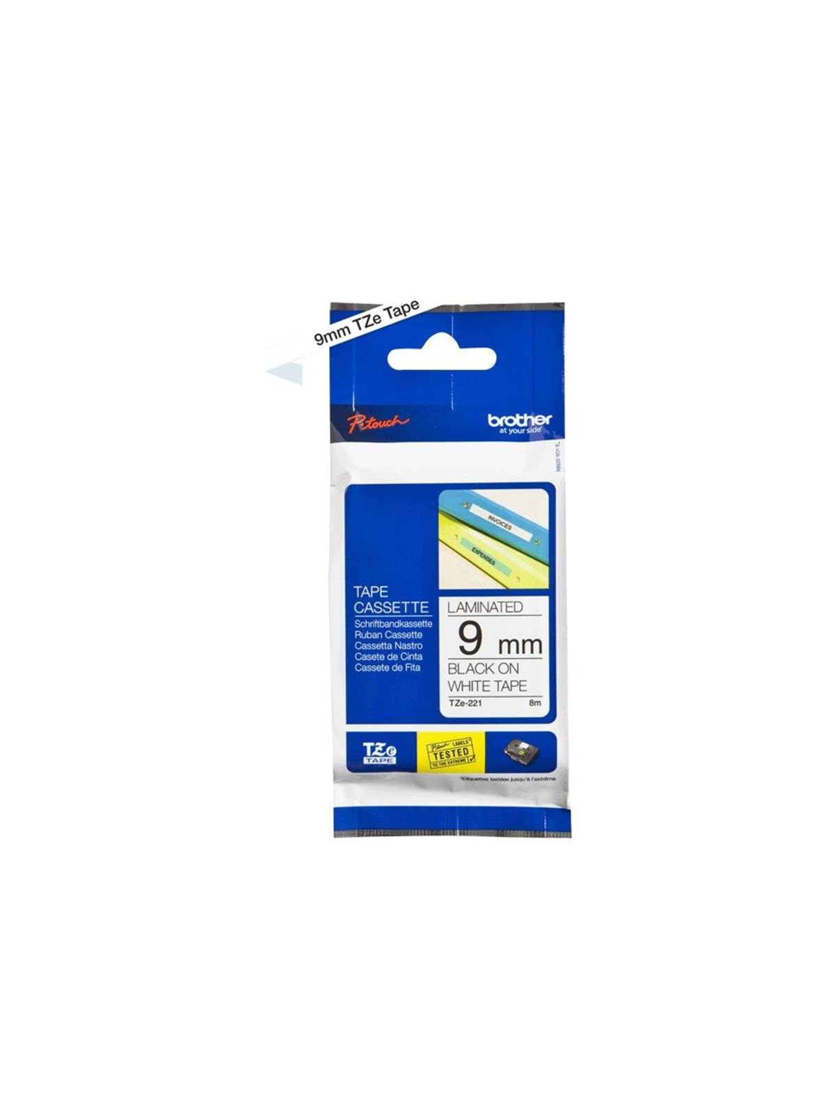 Brother TZe 221 - Black On White - Roll (0.9 cm x 8 m), Fotopapir