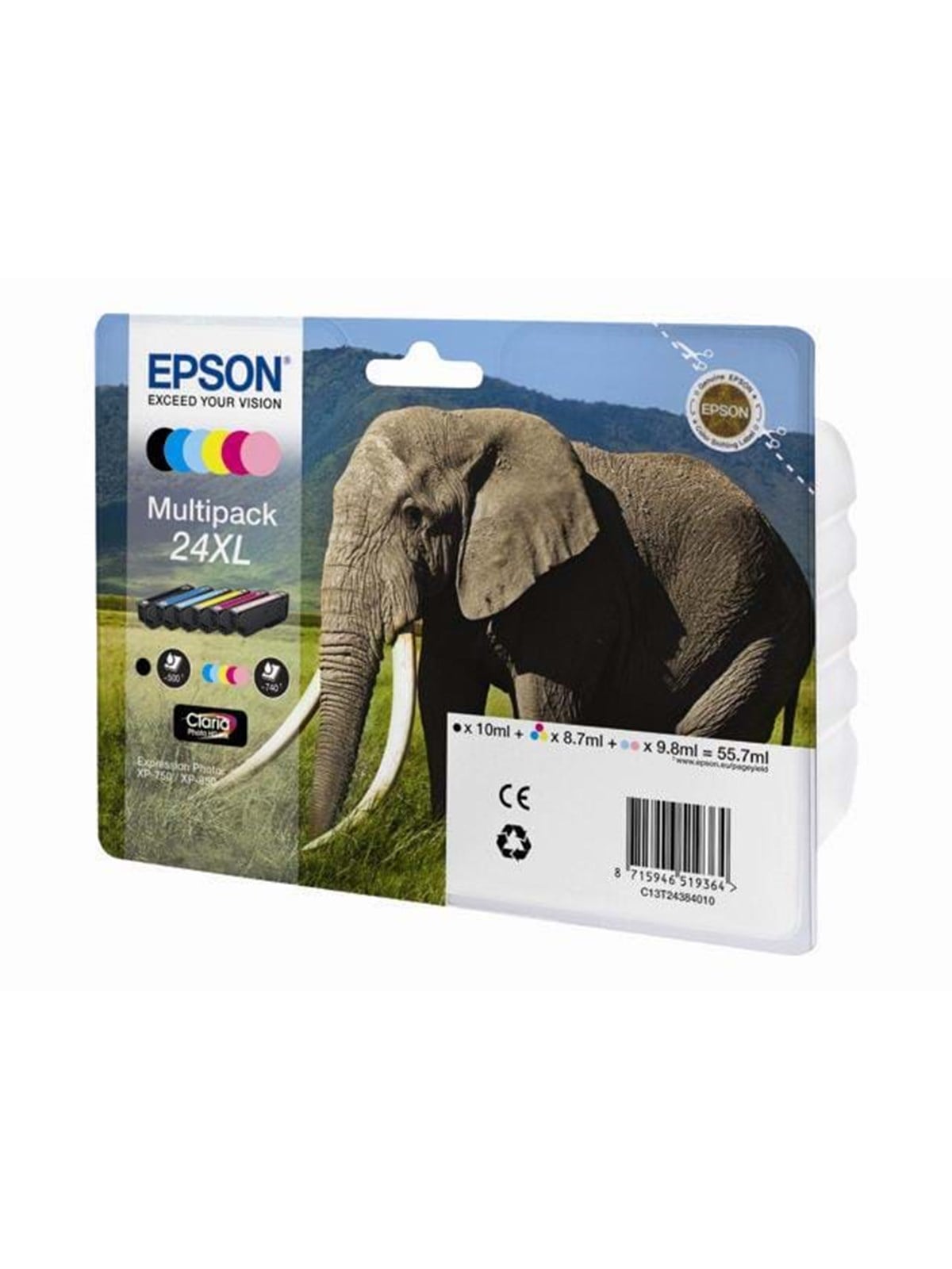 Epson 24XL High Capacity 6-Pack (Black Yellow Cyan Magenta Light-Magenta Light-Cyan) Ink - Blækpatron Cyan, Magenta, Gul, Lys Cyan, Lys Magenta