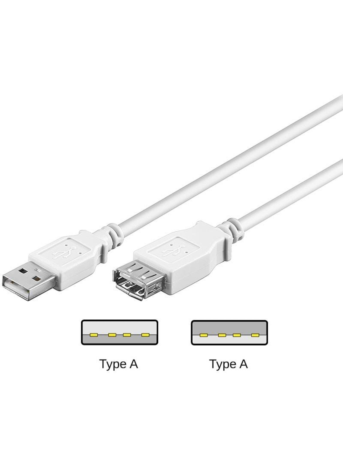Pro USB-A USB-A - 1.8m - Hvid, Usb Kabel