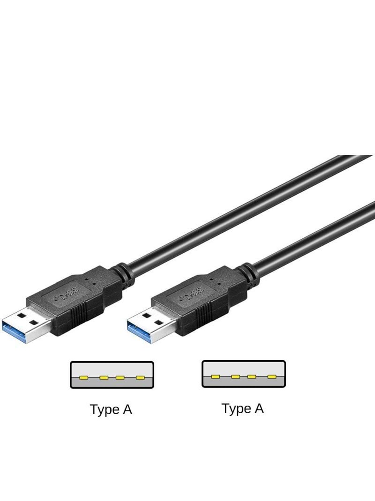 Pro USB-A USB-A - 0.5m - Sort, Usb Kabel