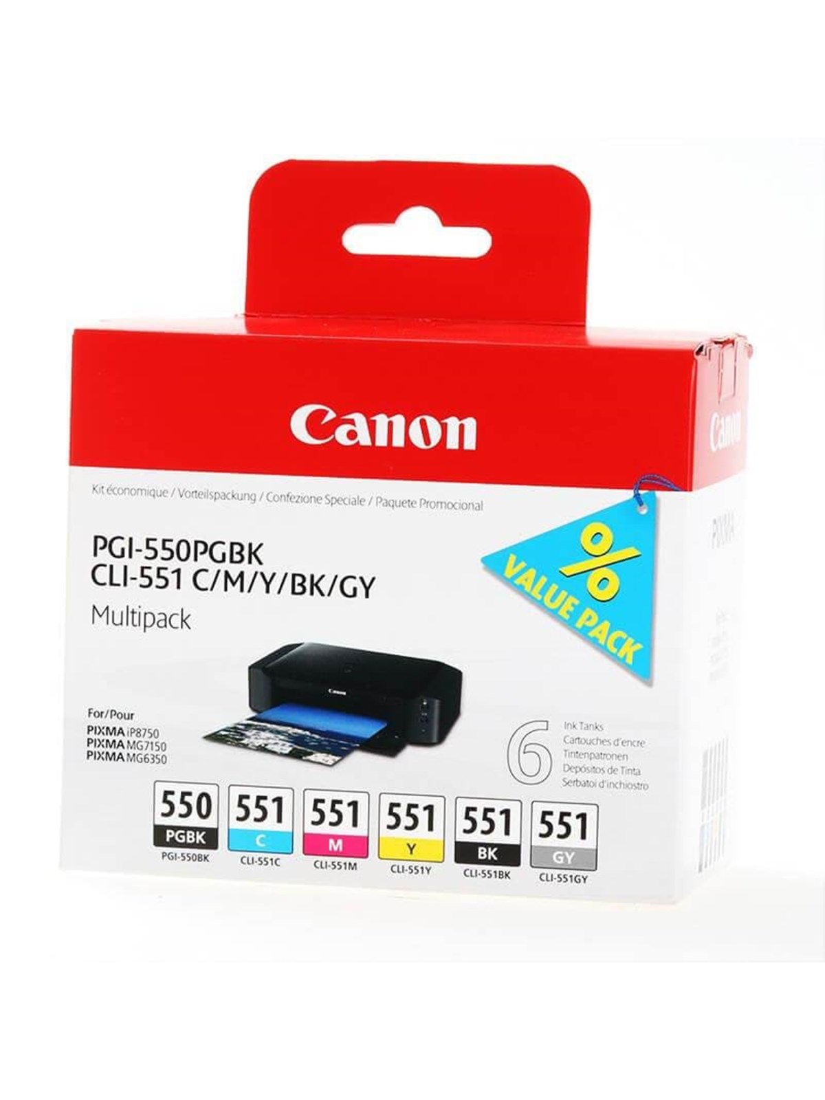 Canon PGI-550/CLI-551 / 6496B005 Multi P, Printerpatron Og Toner