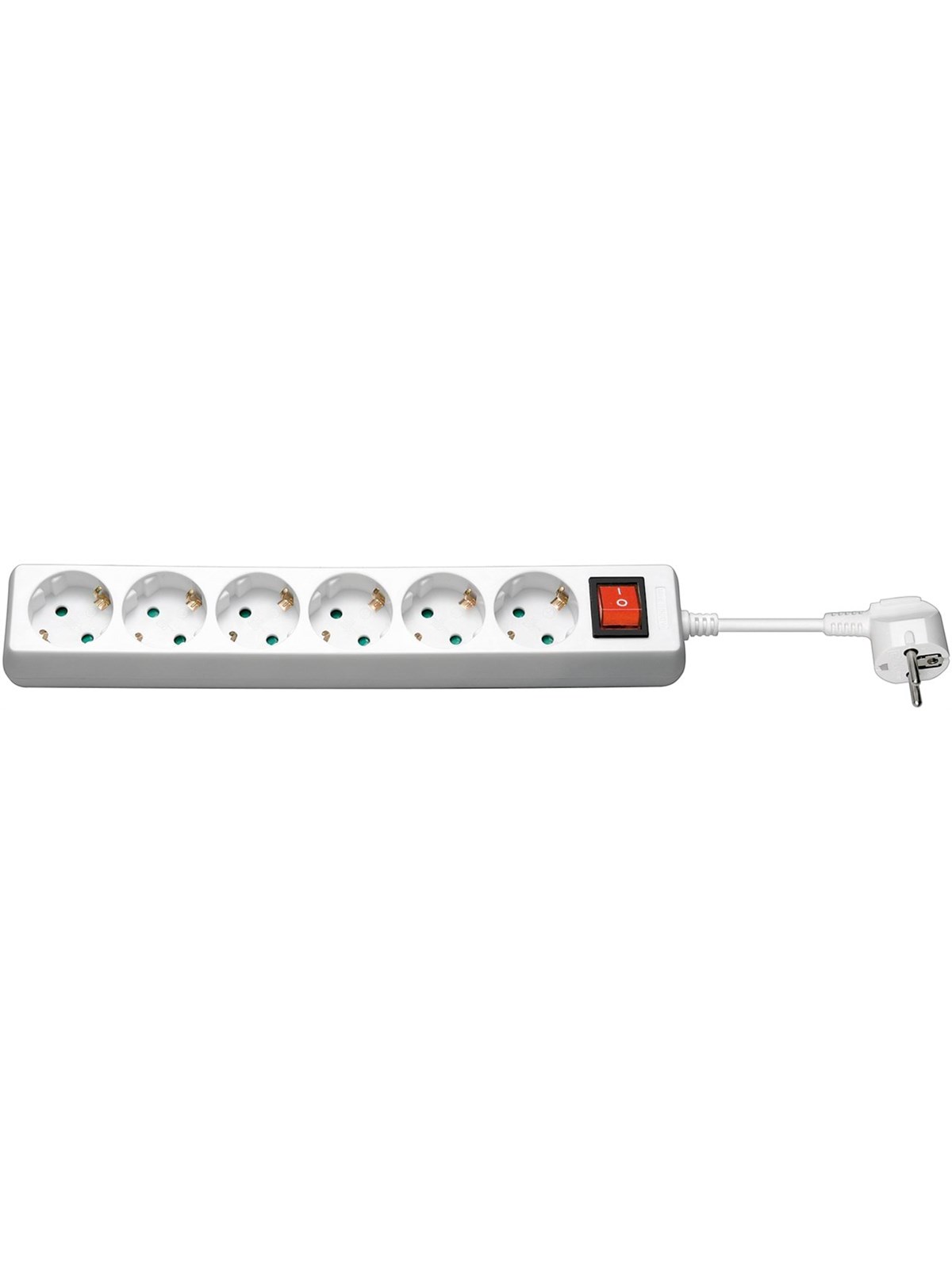 Pro Power Socket x6 - w/Switch - 1.5m - White, Strømkabel