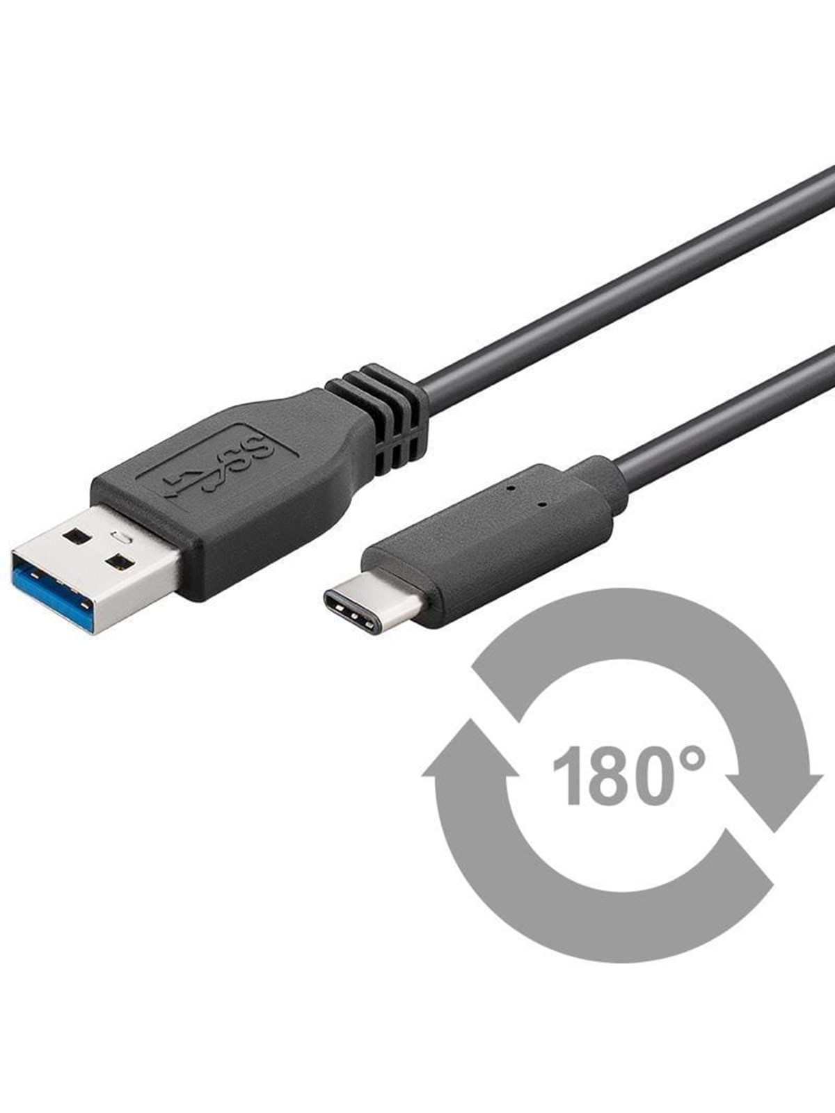 Pro USB-A USB-C - 2m - USB 3.0 - Sort, Usb Kabel