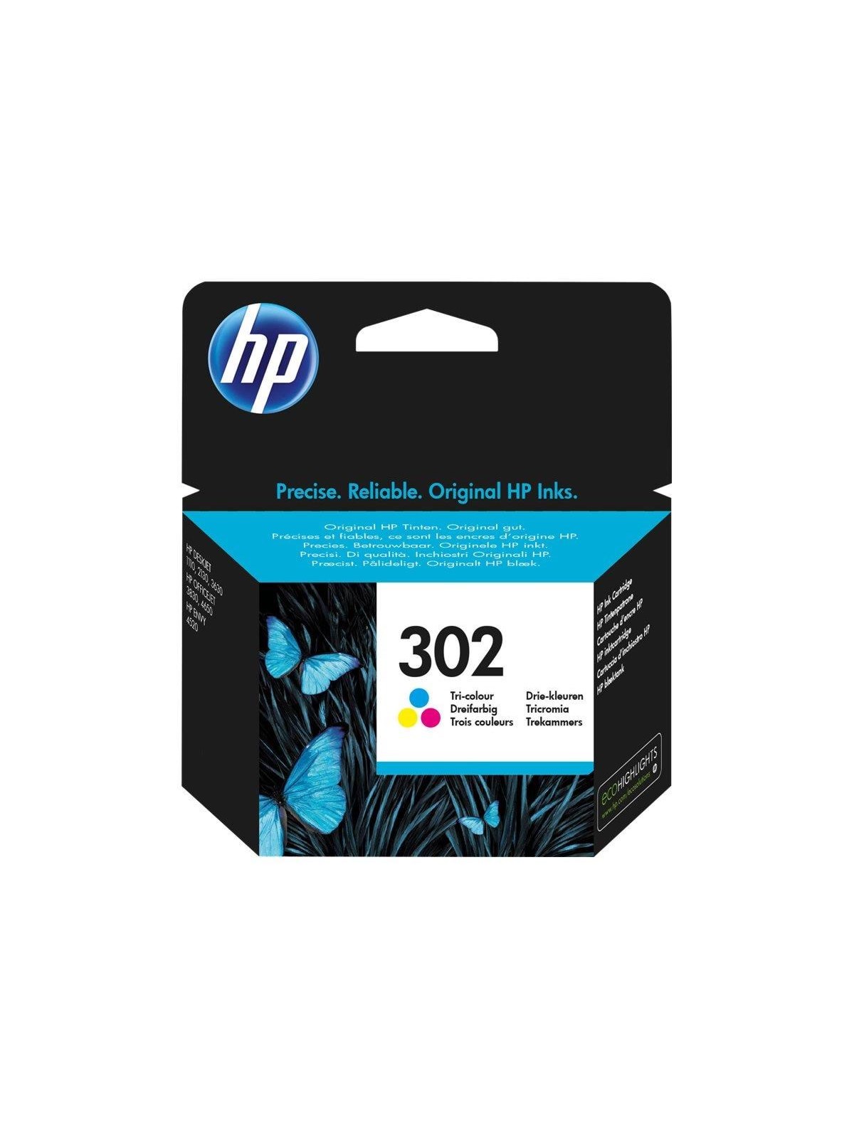 HP 302 / F6U65æ - Tri-Color Ink (Cyan Magenta Yellow), Printerpatron Og Toner