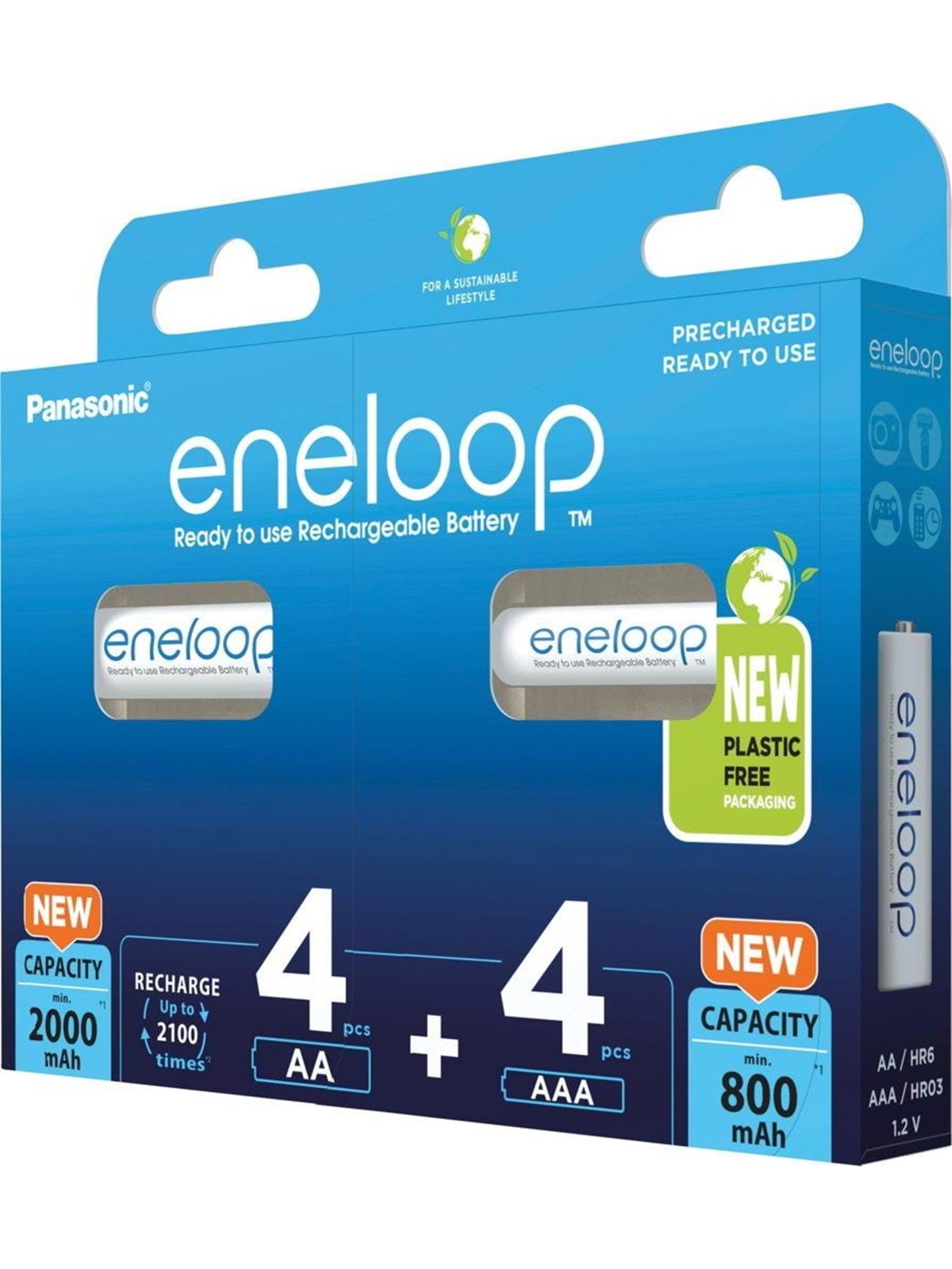 Panasonic eneloop BK-KJMCDE44E - Battery - (4 å batteries 4 åA batteries) 8 x å / åA - NiMH - ( rechargeable )