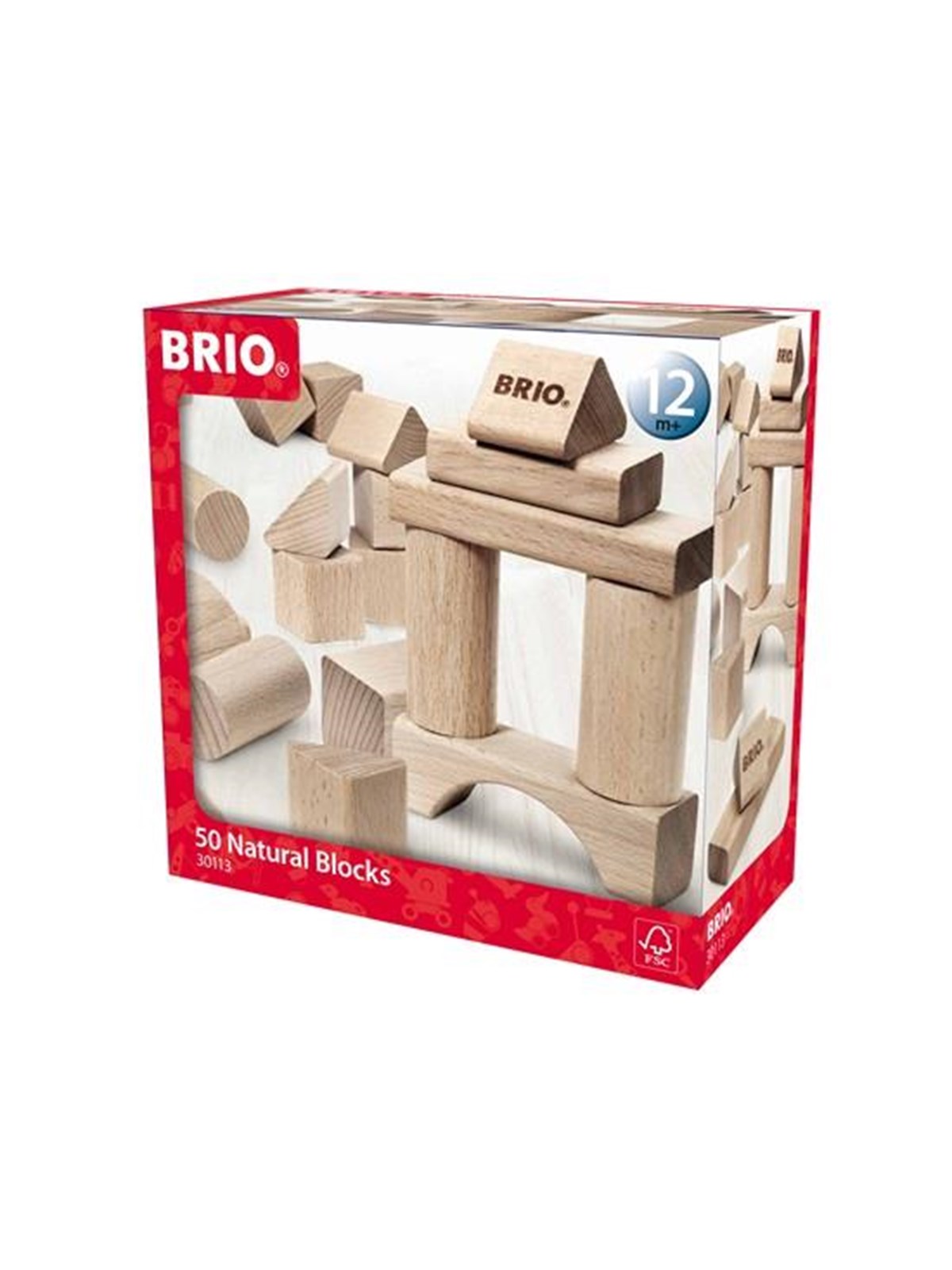 Brio 30113 Byggeklodser, natur, 50 stk., Babylegetøj