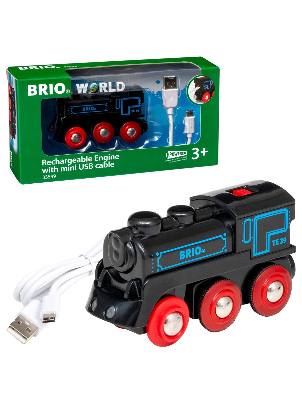 Brio 33599 Genopladeligt lokomotiv m/mini USB-kabel, Brio Tog