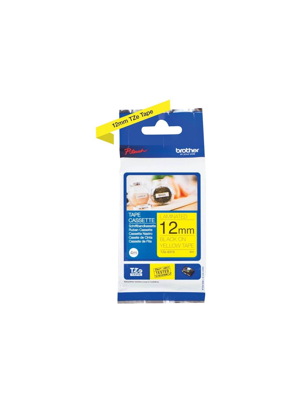 Brother TZe 631S - Black on yellow Roll (1.2 cm x 4 m), Fotopapir