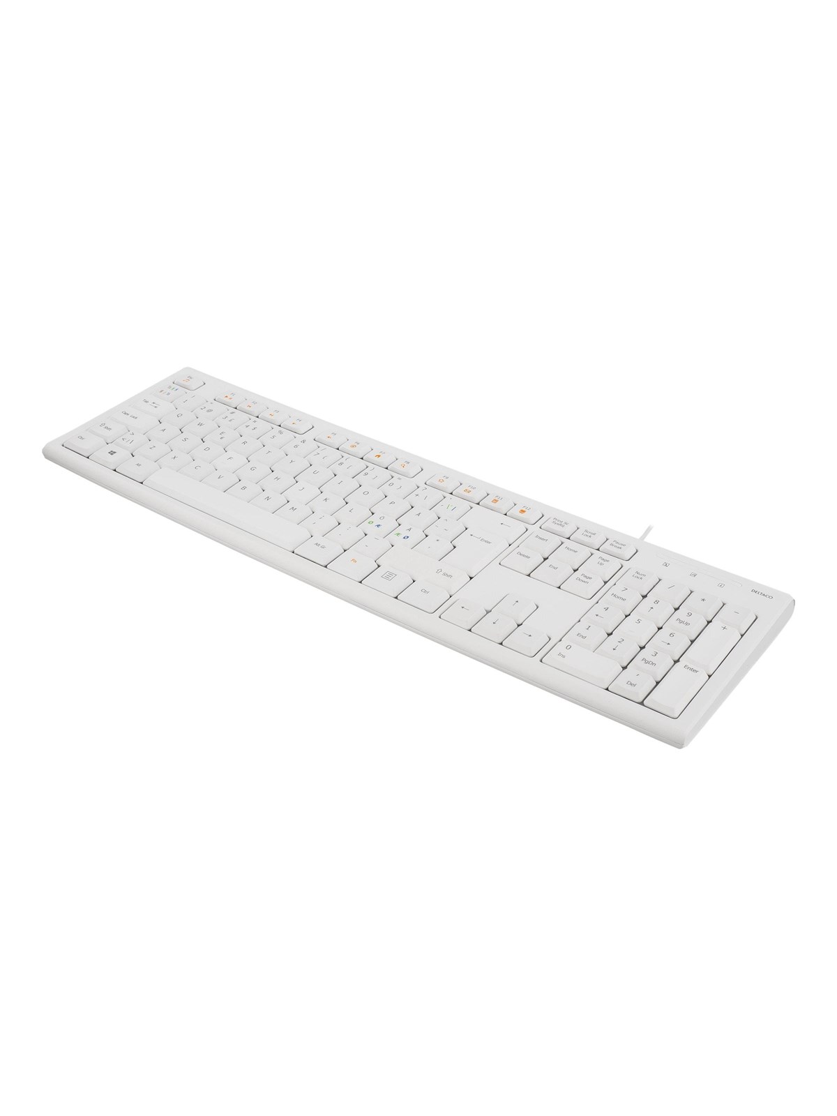 Deltaco TB-628 - Tastatur - Nordisk - Hvid, Tastatur