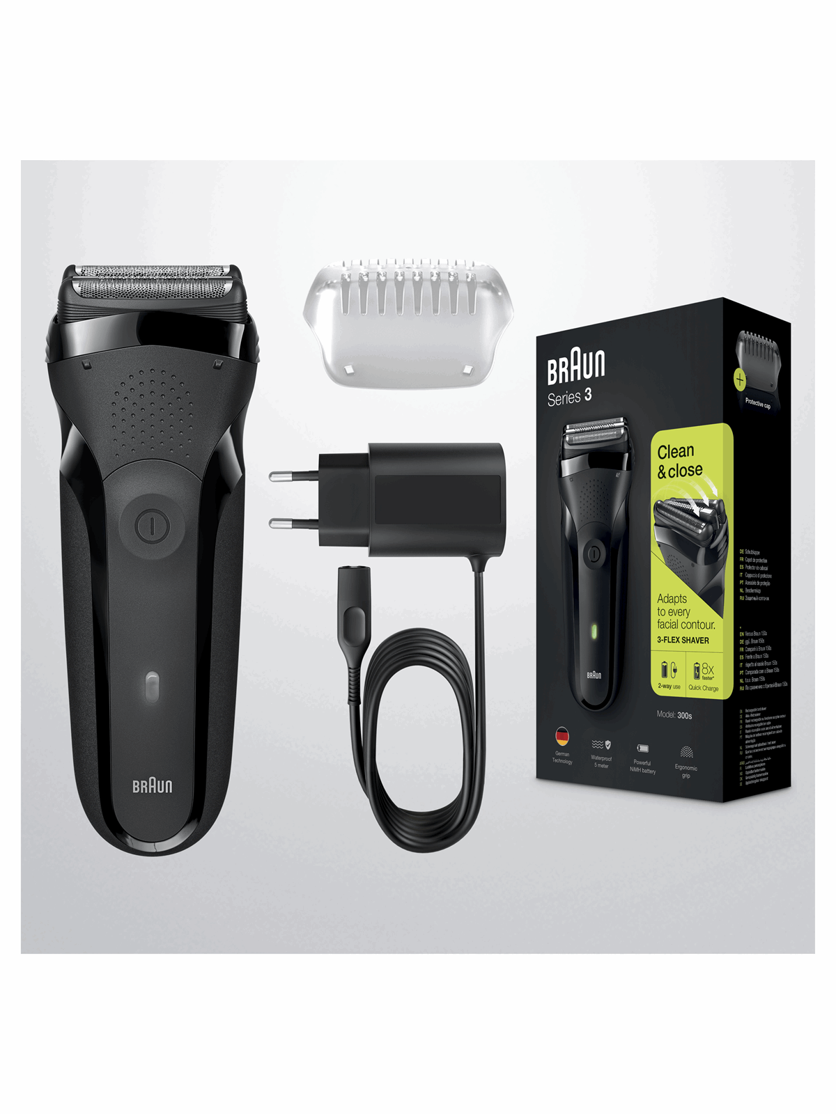 Braun Barbermaskine Series 3 300 Sort, Barbermaskine