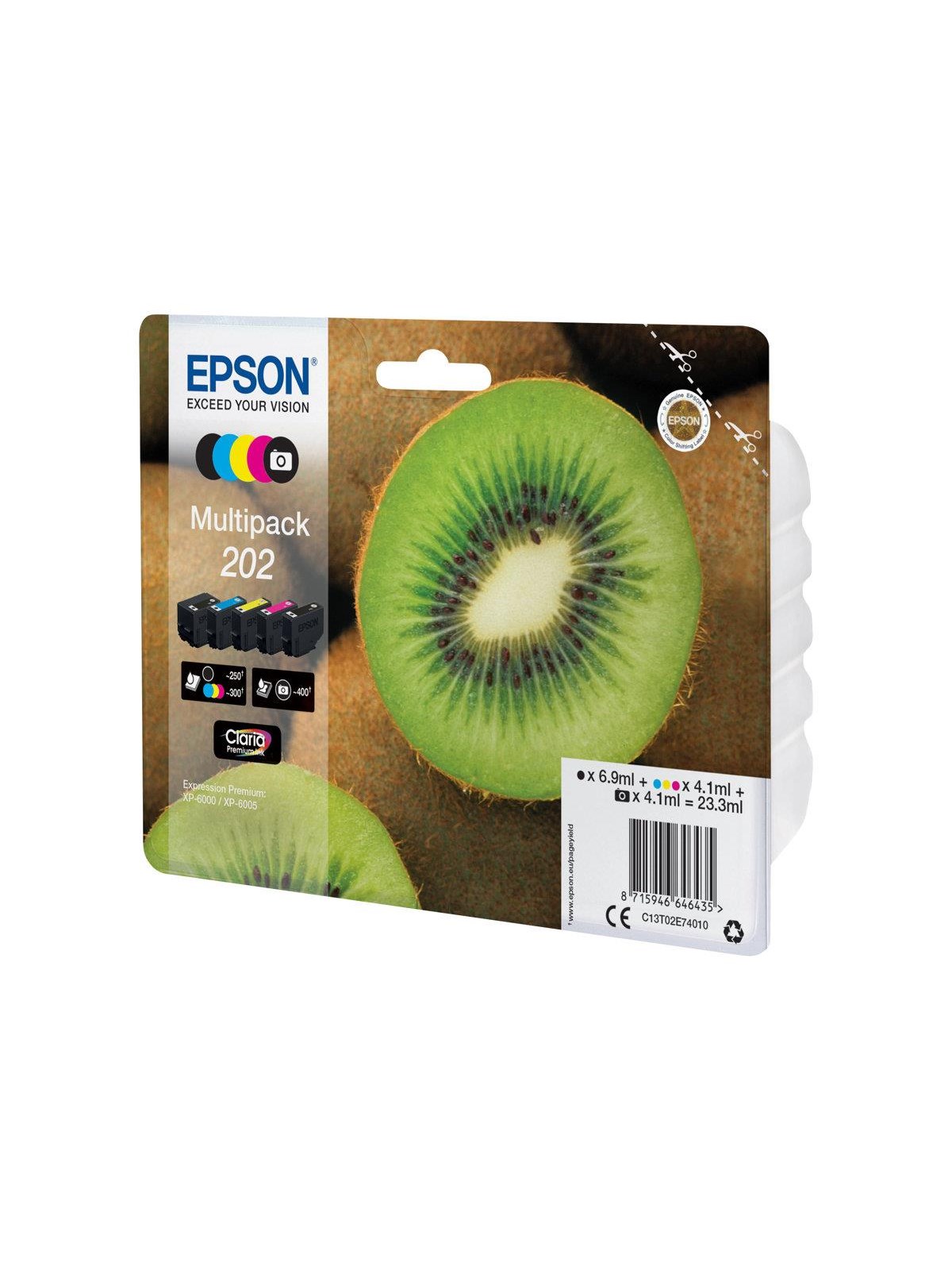 Epson 202 Multipack (Black Yellow Cyan Magenta Photo Black) Ink, Printerpatron Og Toner