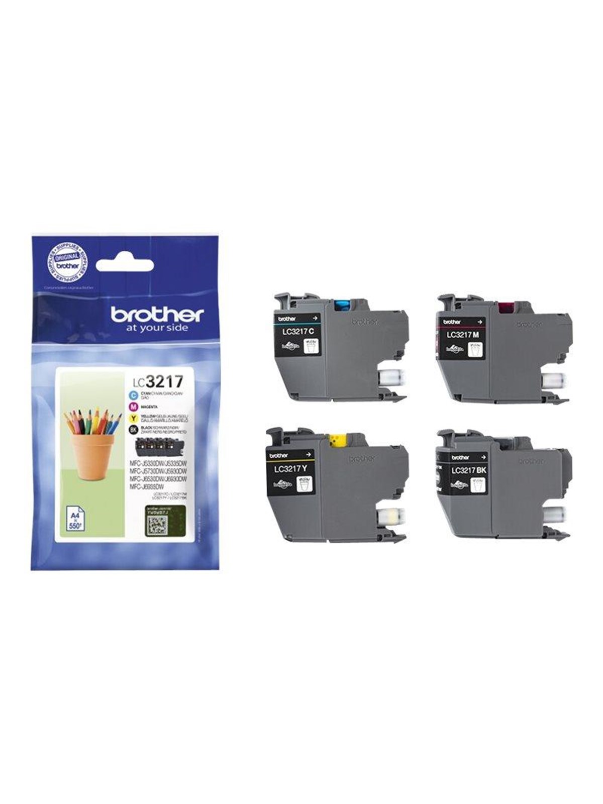 Brother LC 3217 Value 4-Pack Ink Black/Yellow/Cyan/Magenta, Printerpatron Og Toner