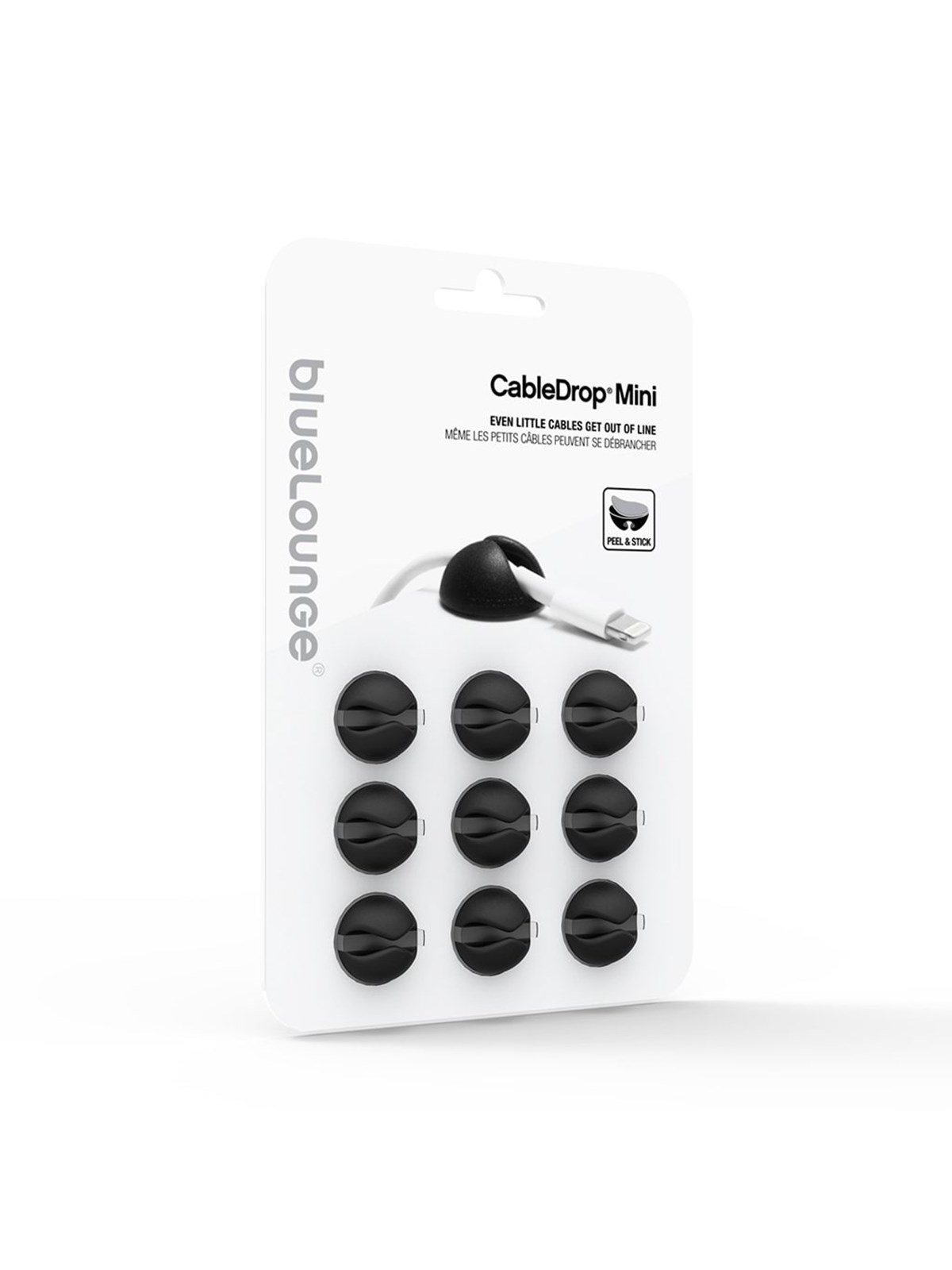 Bluelounge Design CableDrop mini - Black - 9-pack, Kabel Organisering