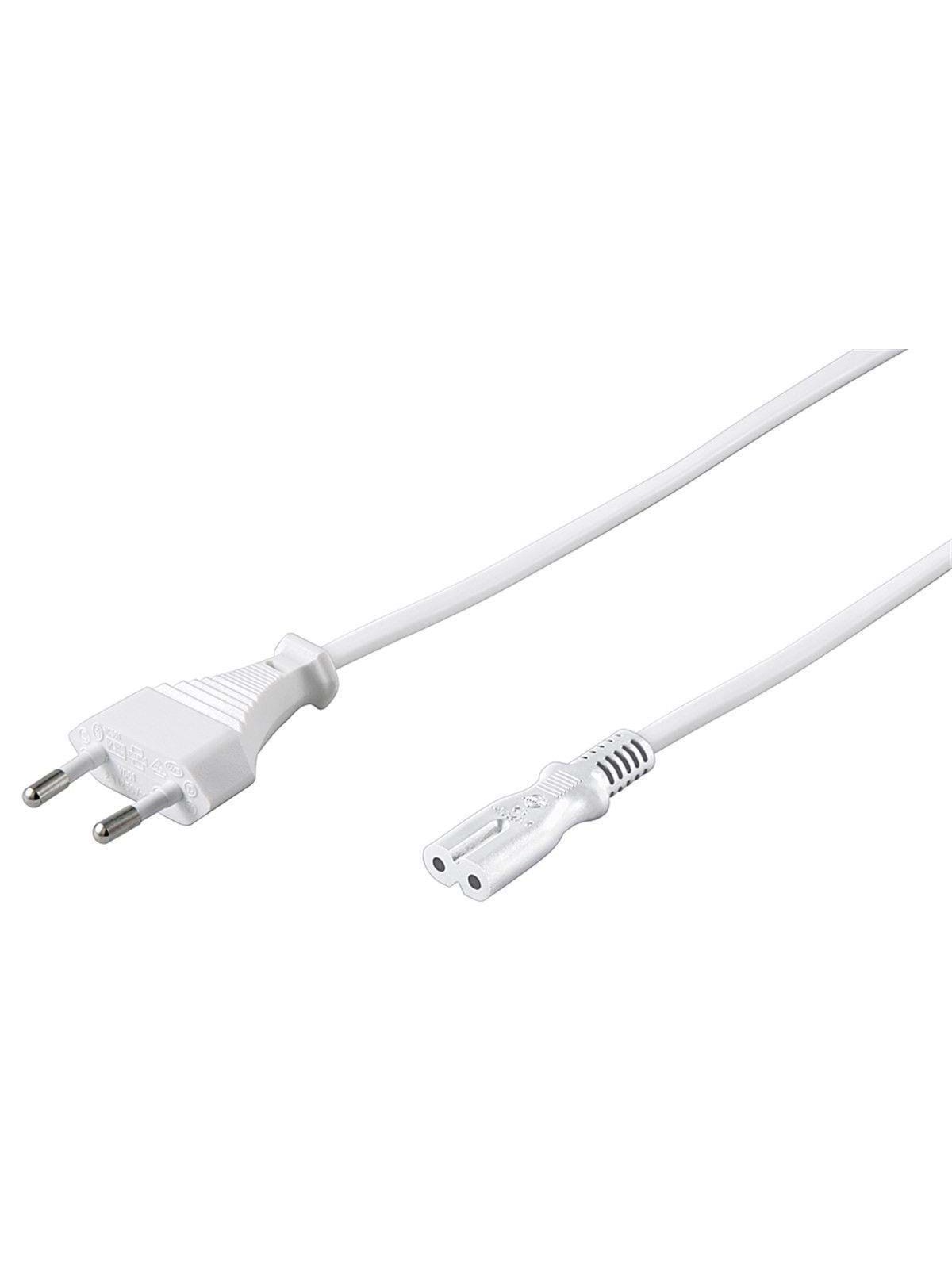 Pro Strømkabel C7 (2 pins) - Hvid - 3 m - Lige, Strømkabel