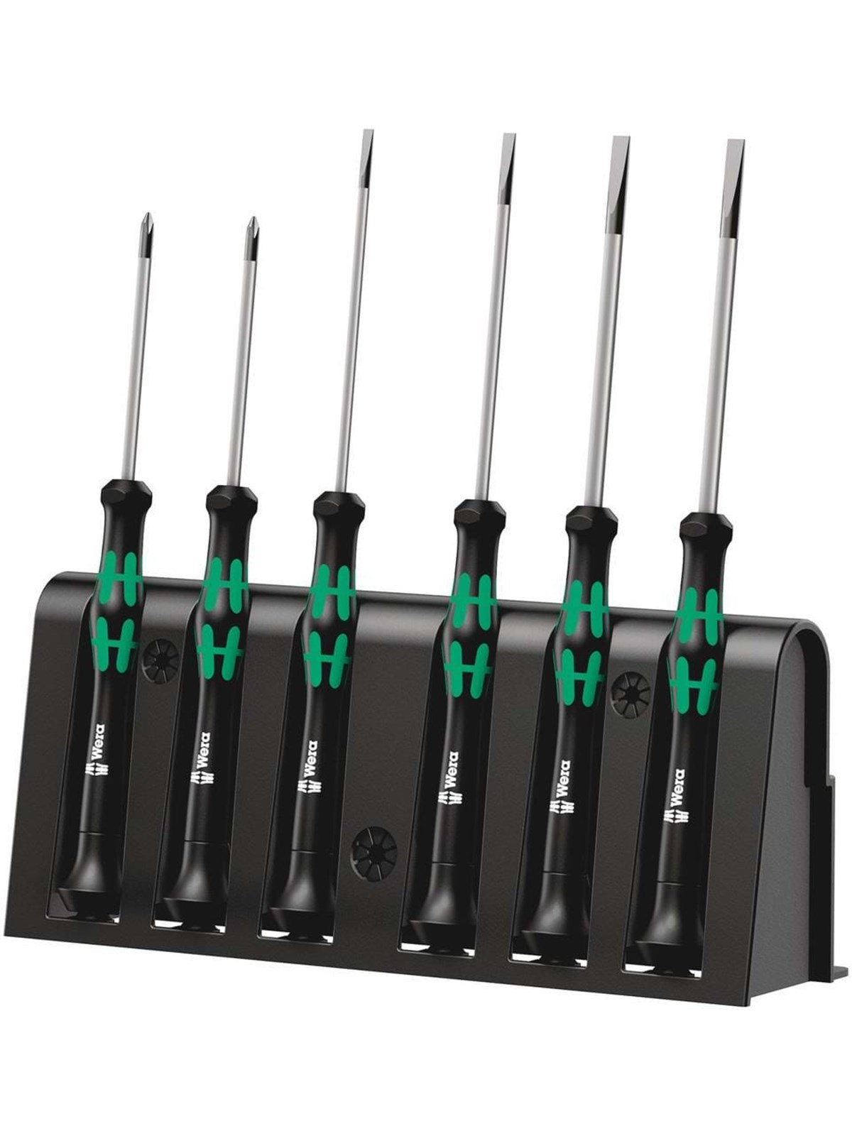 Wera 2035/6 A elektronik-skruetrækkersæt + rack, 6 dele, Skruemaskine