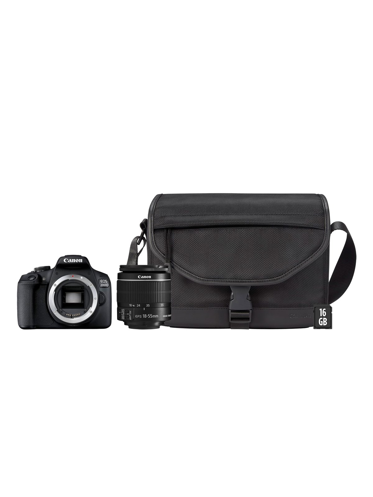 Canon EOS 2000D 18-55mm IS II + SB130 Bag + 16GB SD Card, Kamera