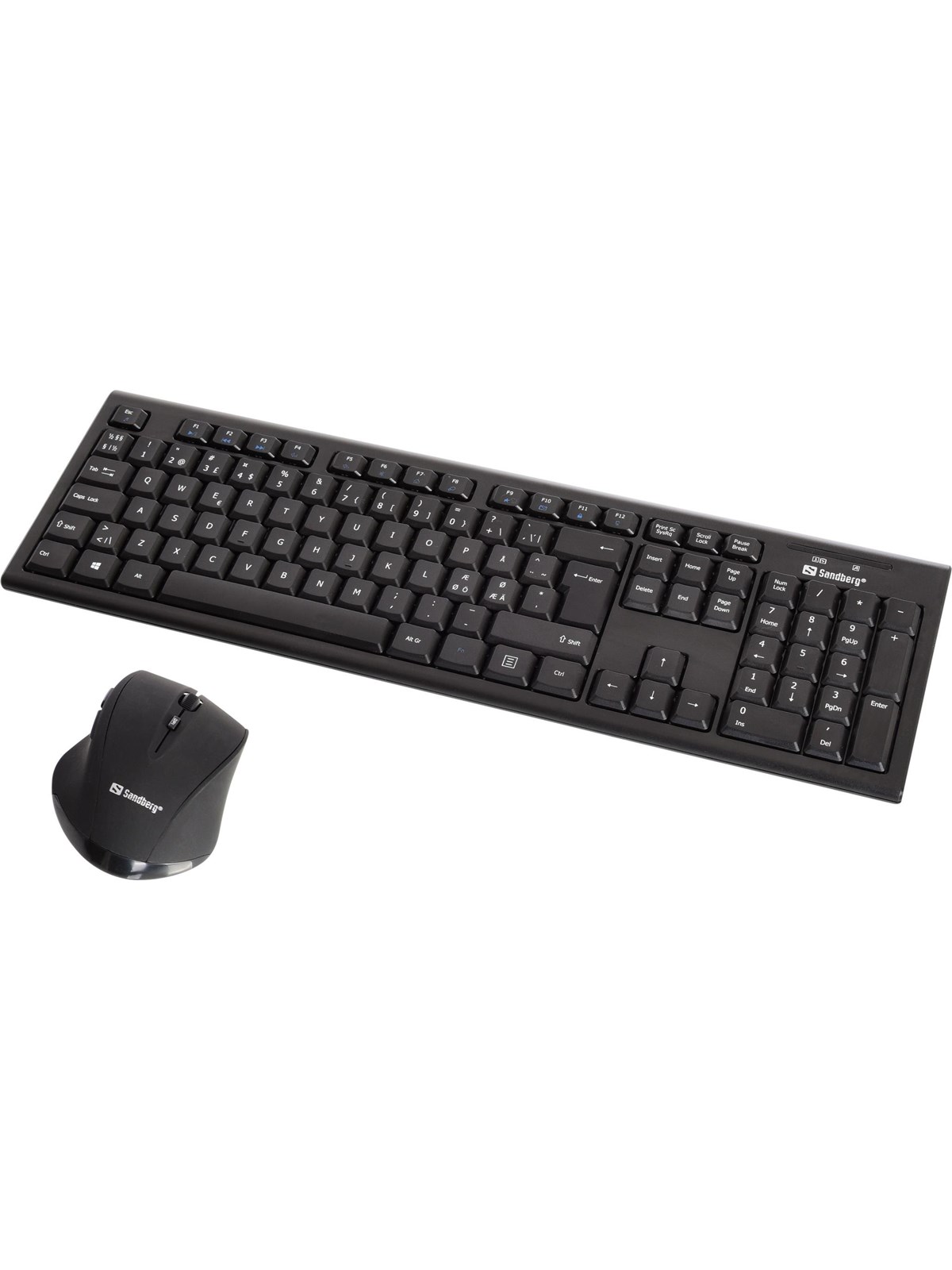 Sandberg Wireless Office Desktop Set - Tastatur & Mus sæt - Nordisk - Sort