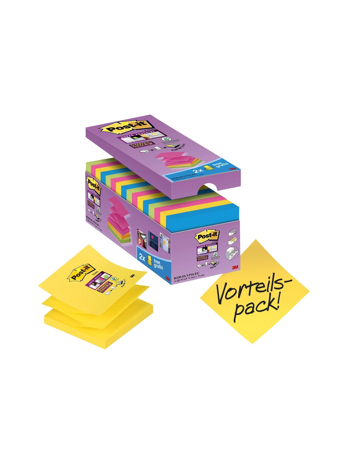 3M Post-it Super Sticky Z-Notes R330-SSVP16-EU, Notesbog