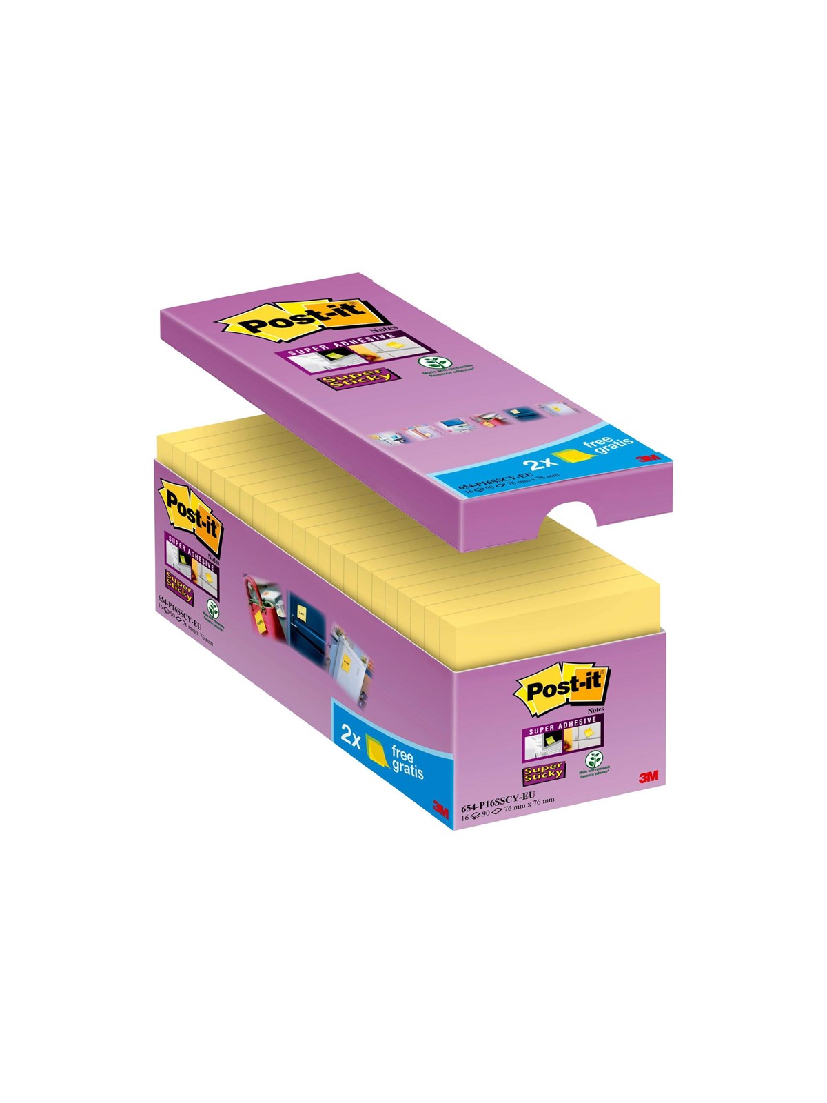 3M Post-it Super Sticky 654-P16SSCY-EU, Notesbog
