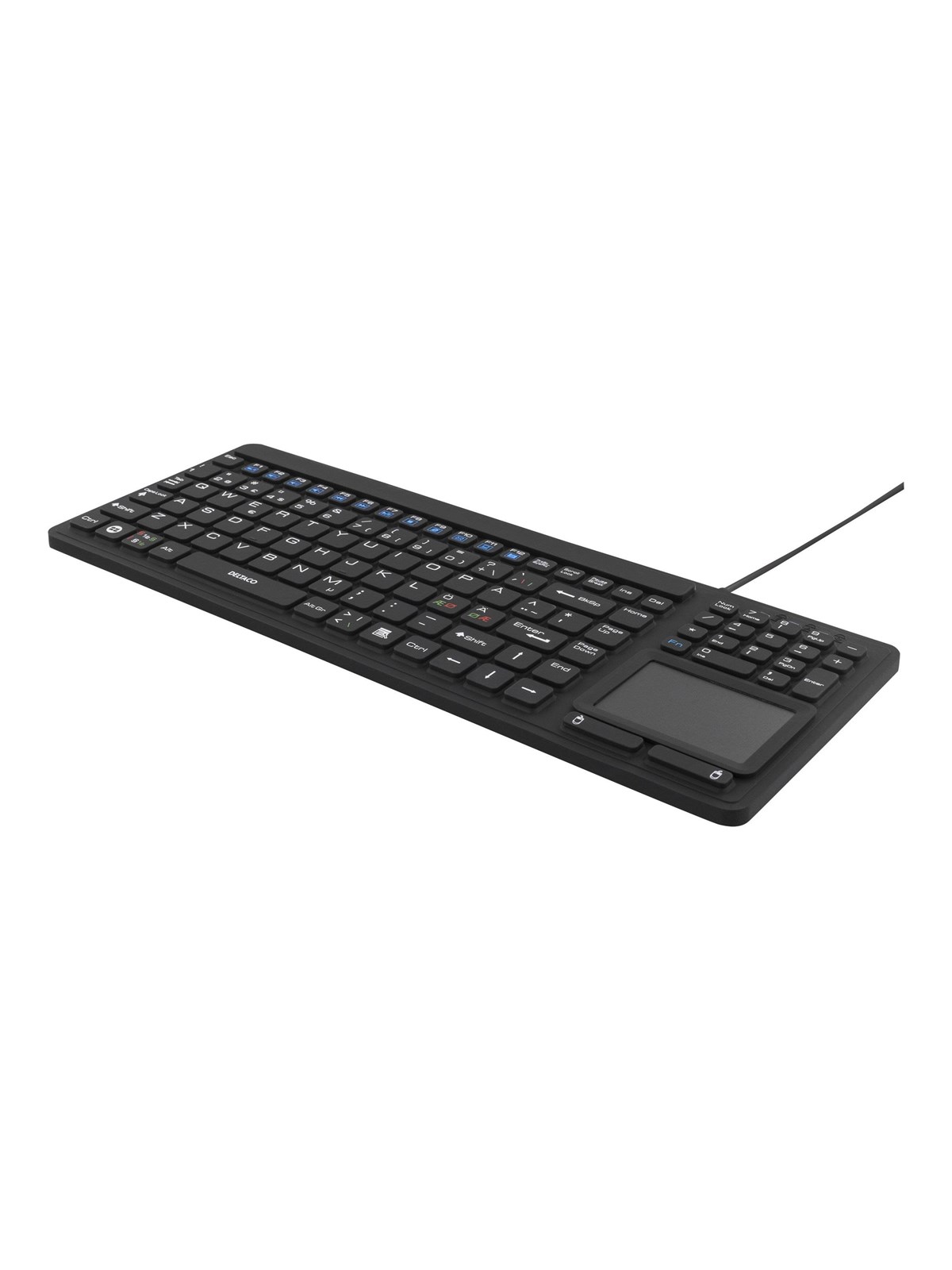 Deltaco rubberized keyboard with touchpad IP68 1 - Tastatur - Nordisk - Sort