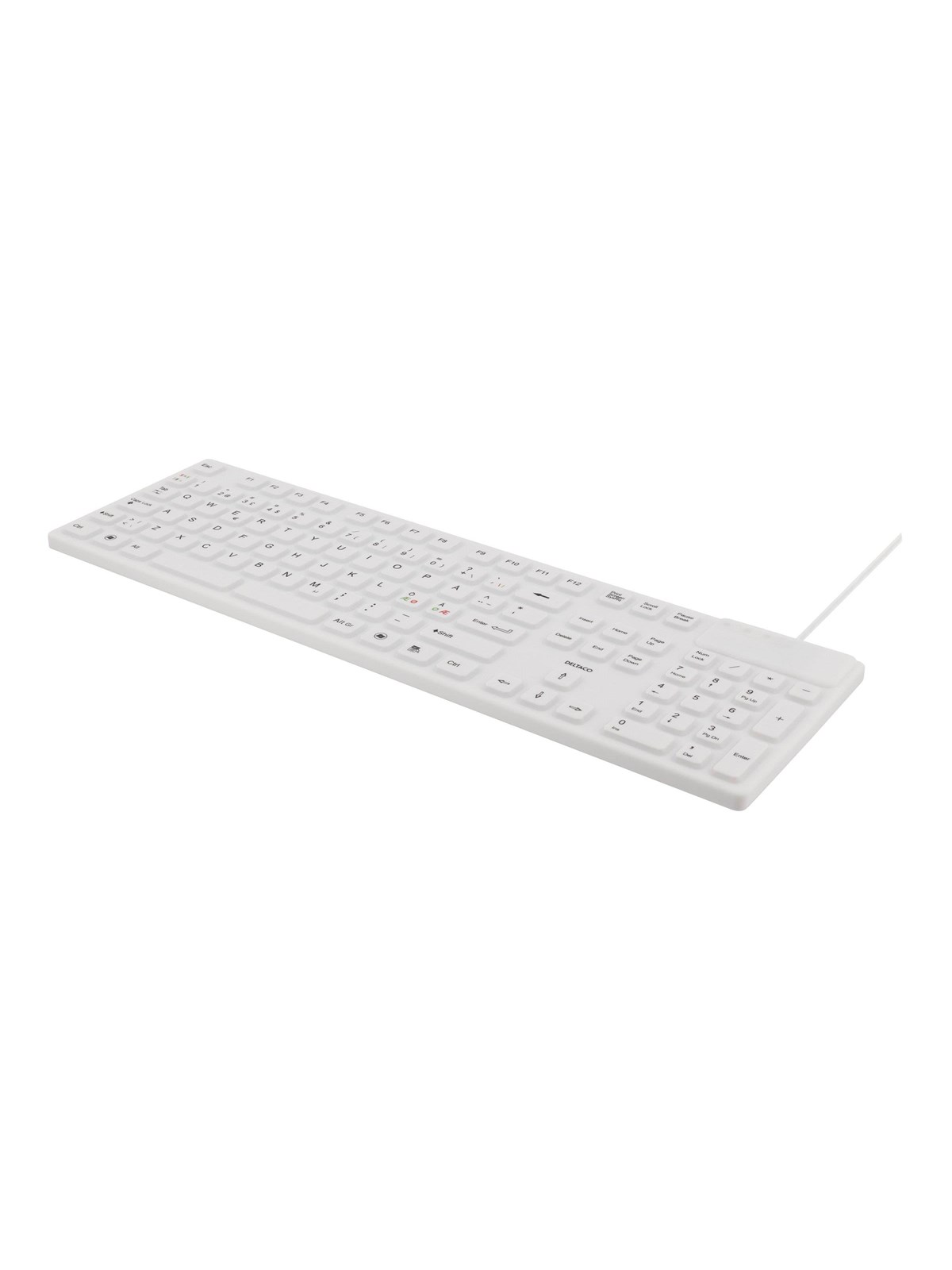 Deltaco TB-505 - Tastatur - Nordisk - Hvid, Tastatur