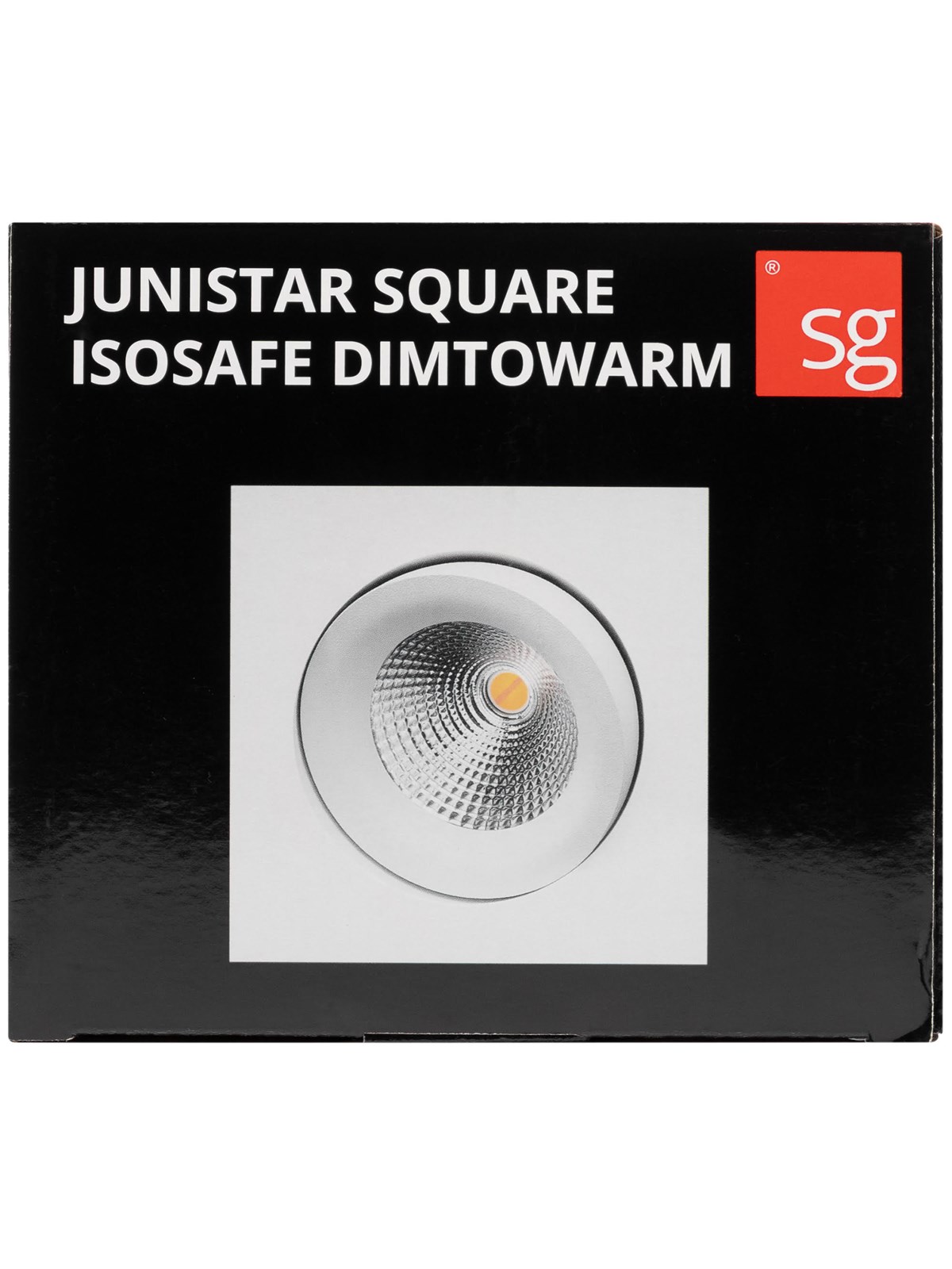 SG Armaturen Junistar Square IsoSafe indbygningsspot DimToWarm 7W LED 2000-2800K Ra>95, sort