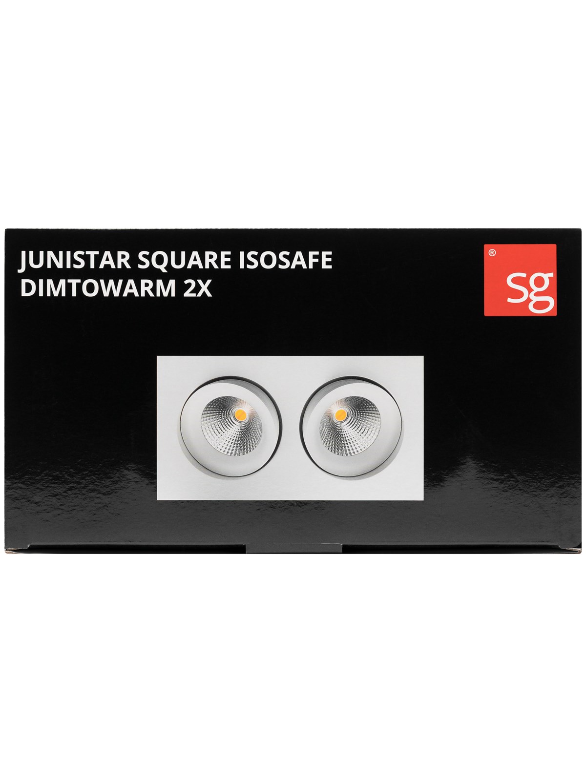 SG Armaturen Junistar Square IsoSafe indbygningsspot DimToWarm 2x7W LED 2000-2800K Ra>95, mat hvid
