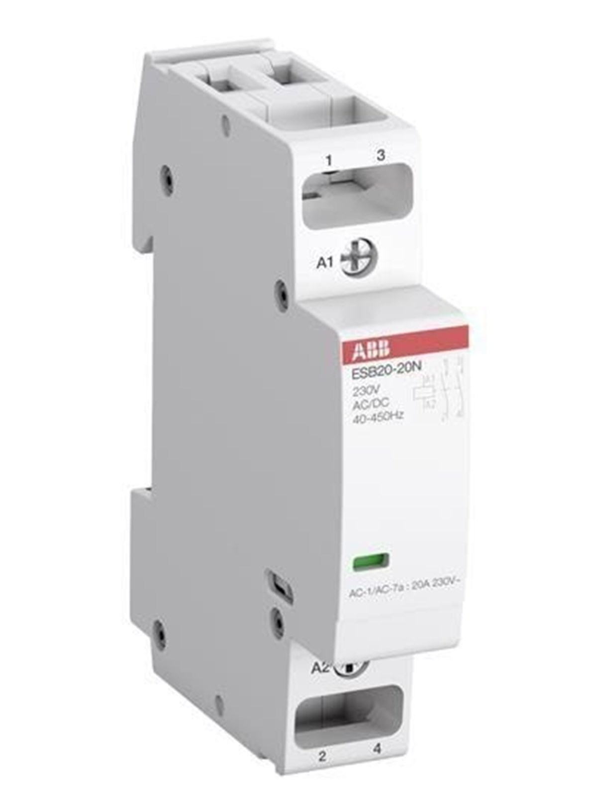 ABB Installationskontaktor 2-polet 2NO, AC-1 20A ved 55 grader, 250V AC, styrespænding 230V AC/DC