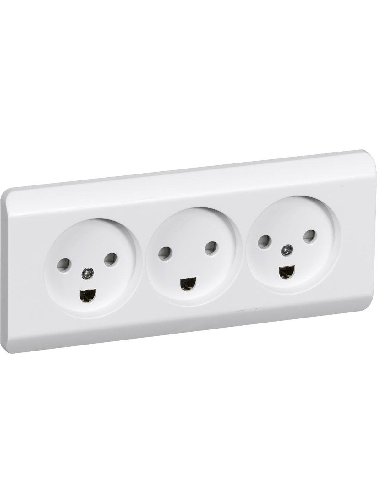 LK OPUS 66 stikkontakt tripel med 2-pol jord 2½ modul, hvid, Lauritz Knudsen