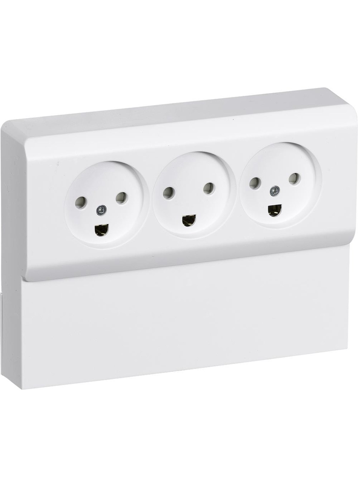 LK OPUS 66 panelstikkontakt udvendig tripel 2-pol med jord 2 modul, hvid