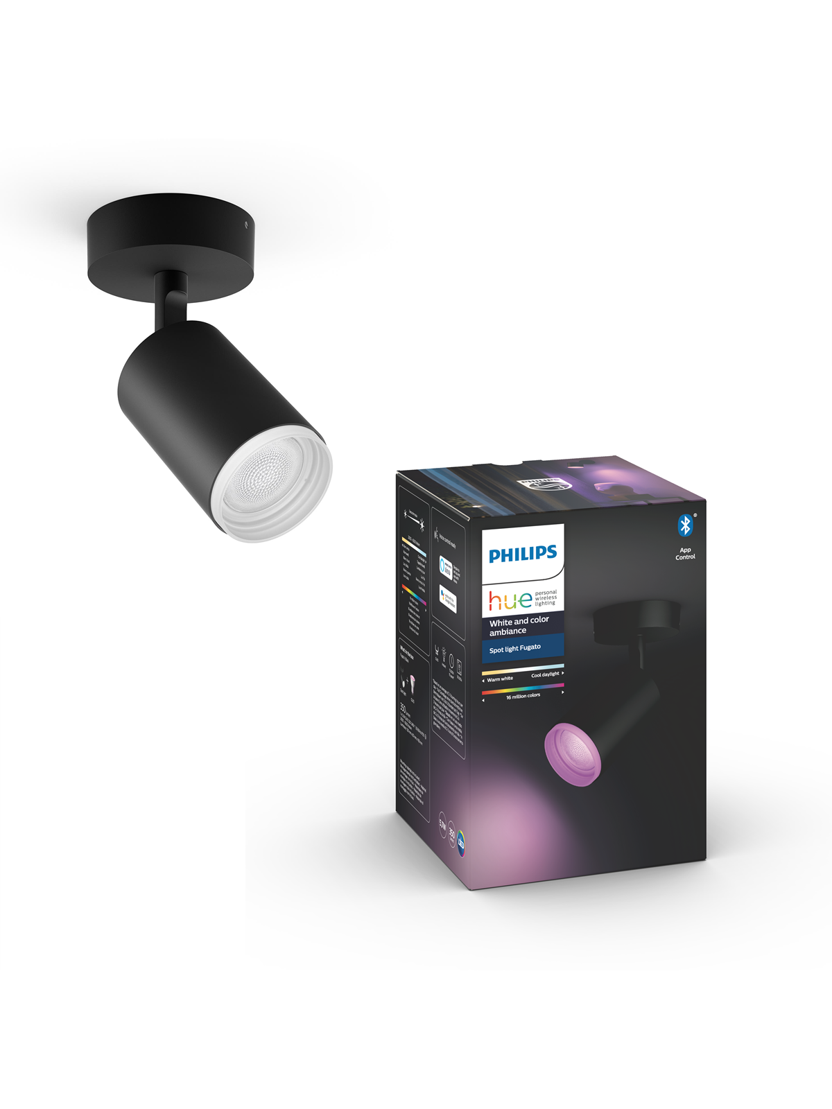 Philips Hue Fugato Single Spot - Sort, Smart Home