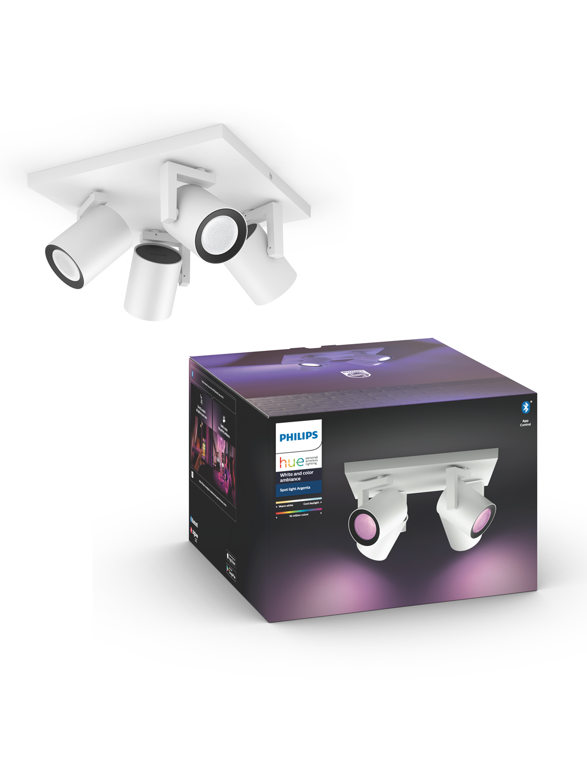 Philips Hue Argenta Plate/Spiral 4x5.7W - Hvid, Smart Home