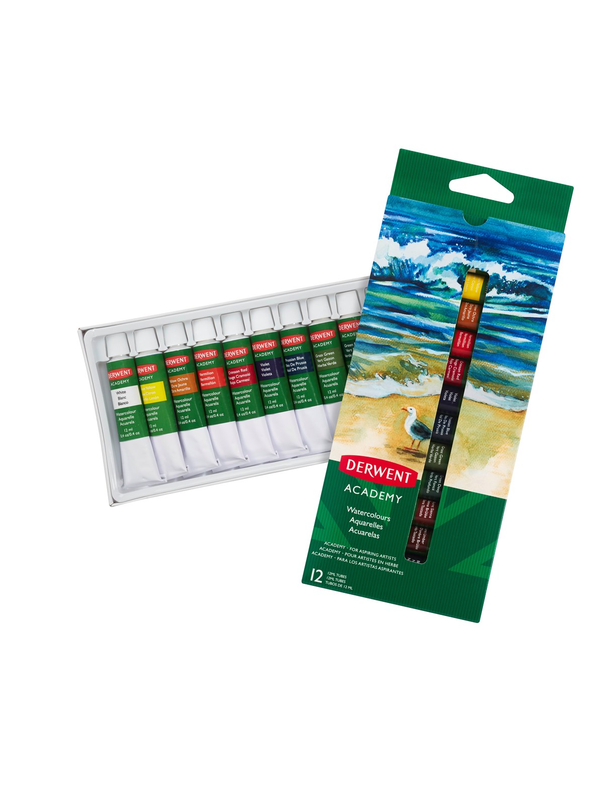 Derwent Academy akvarelfarver 12X12 ml, Hobby Artikler
