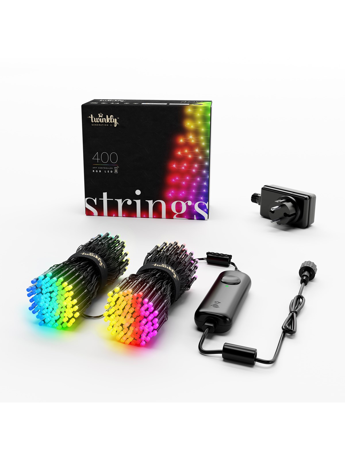 Twinkly Strings - 400 App-Controlled RGB LEDs. 32 Meters. Black Wire., Smart Home
