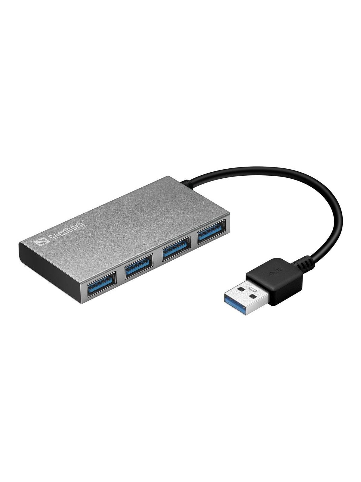 Sandberg 4-port USB 3.0 Hub USB hub - 4 ports - Sølv, Usb Hub