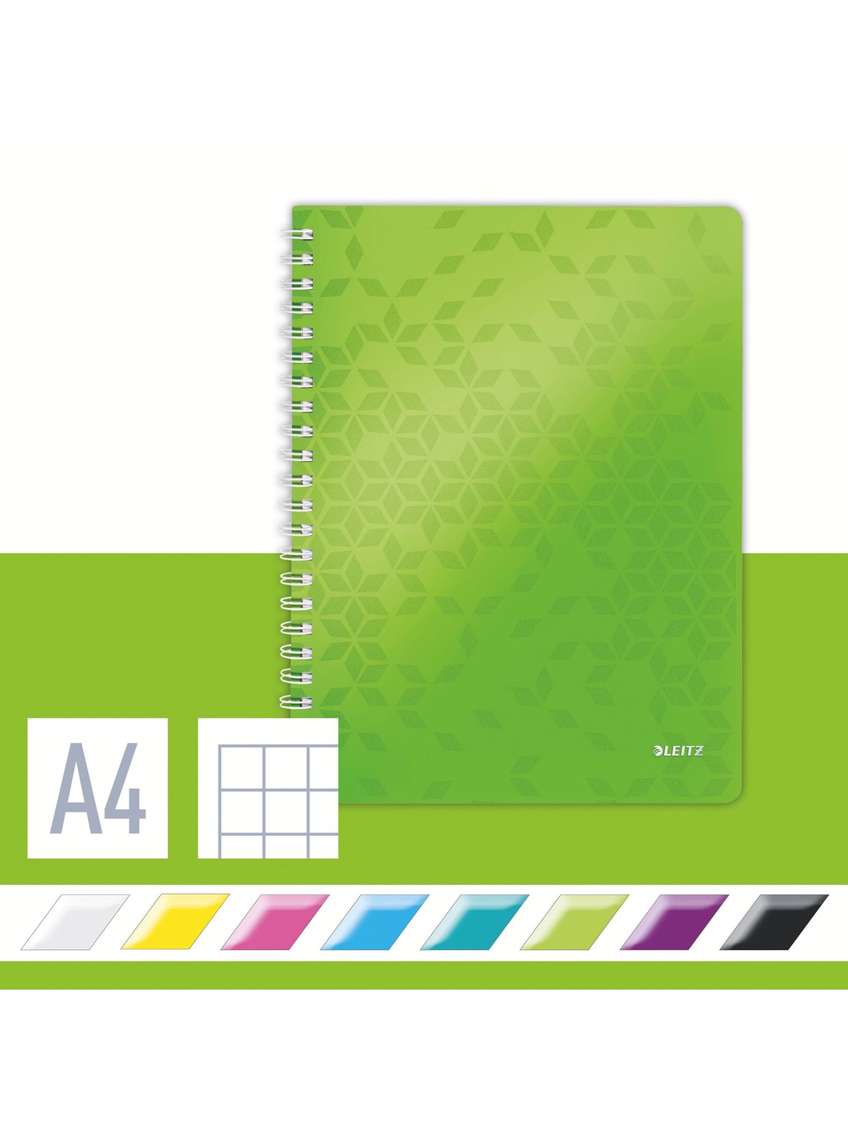 Leitz Notesblok WOW PP A4 kvadreret 80 gram 80 ark, Notesbog