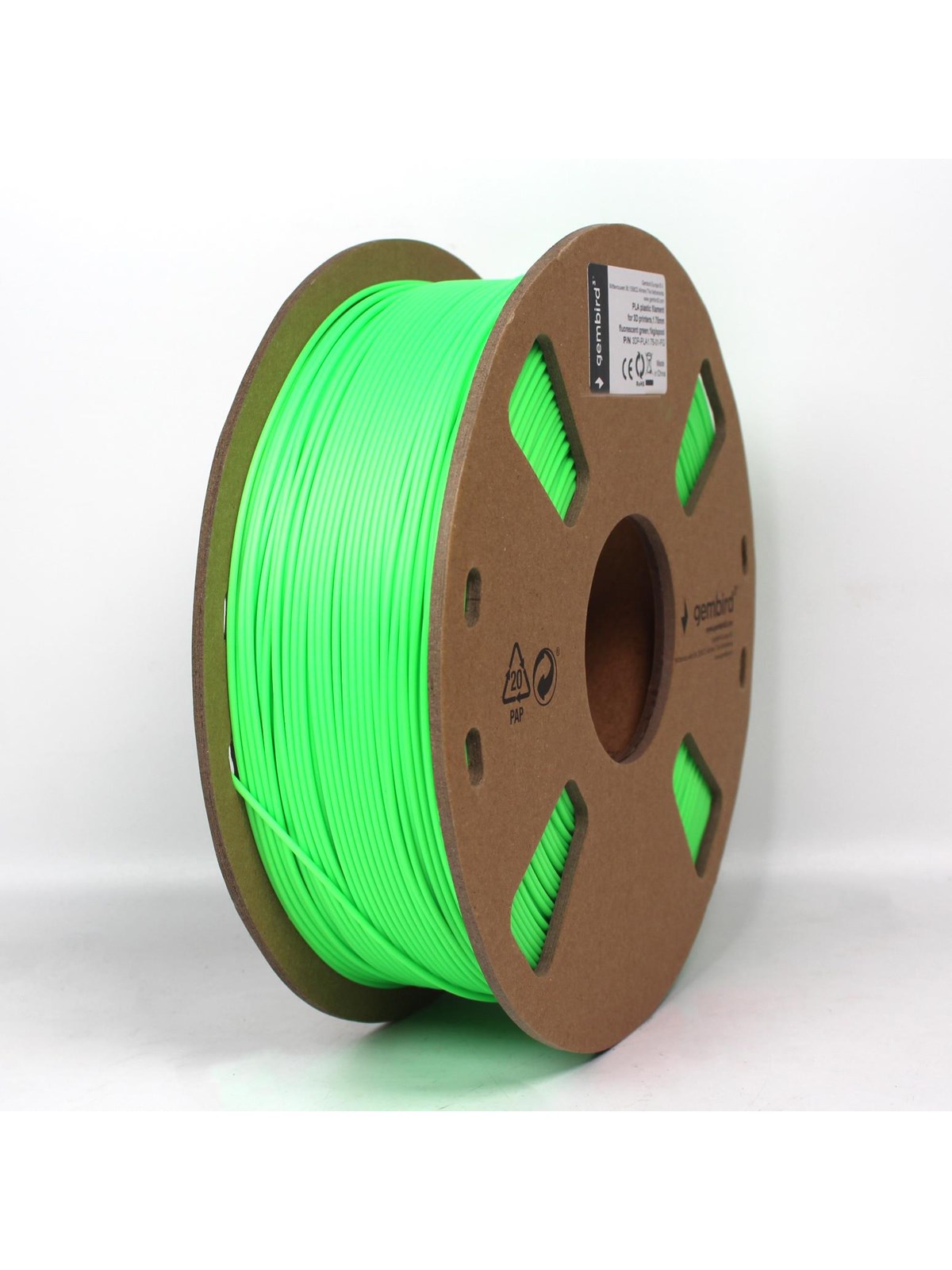 Gembird PLA filament cartridge filament - Neon-grøn - 1.75mm ø - 1 kg