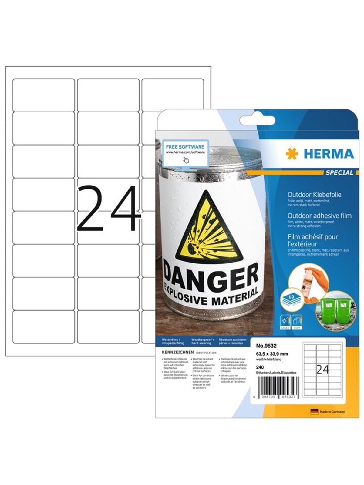HERMA 9532 / Weatherproof outdoor film labels A4, Fotopapir