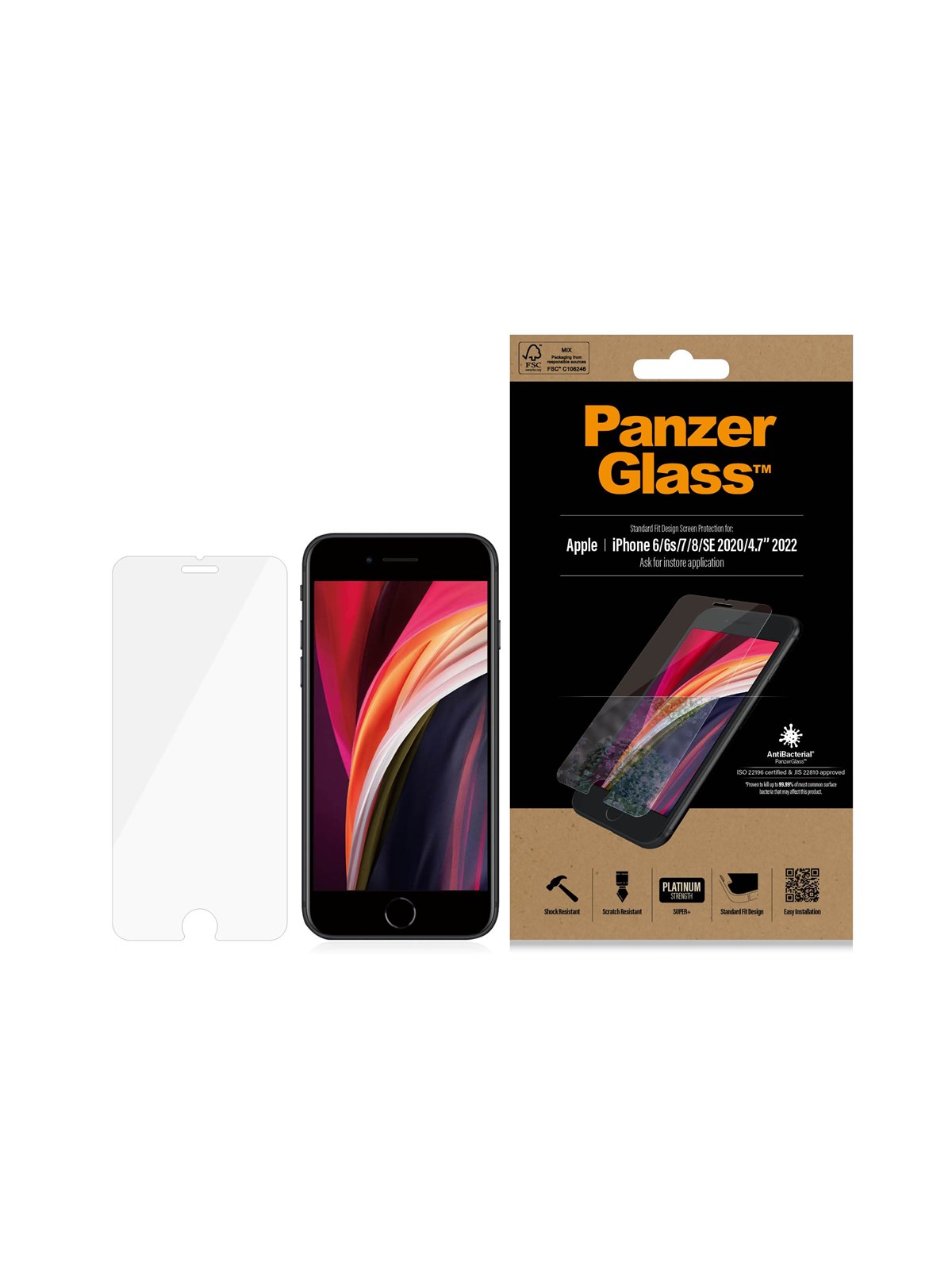 PanzerGlass Screen Protector Apple iPhone 8 | 7 | 6s | 6 | SE (2020/2022) | Standard Fit