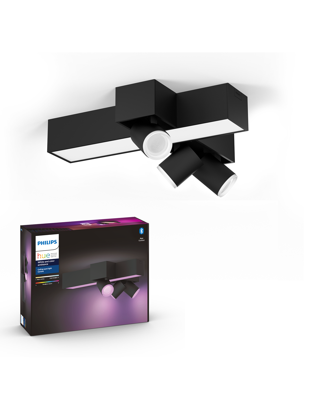 Philips Hue Centris Cross 3x5.7W Spots - Sort, Smart Home