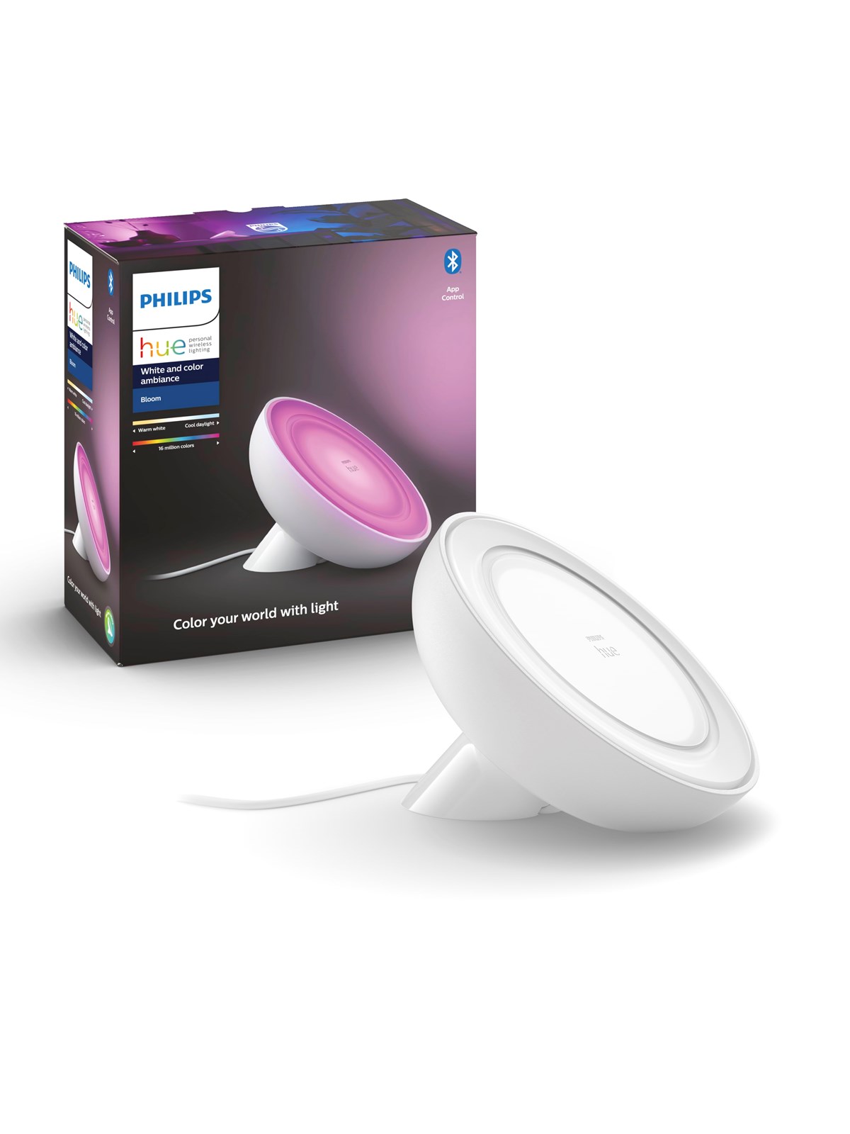 Philips Hue Bloom Transportabel Bordlampe - BT - Hvid, Smart Home