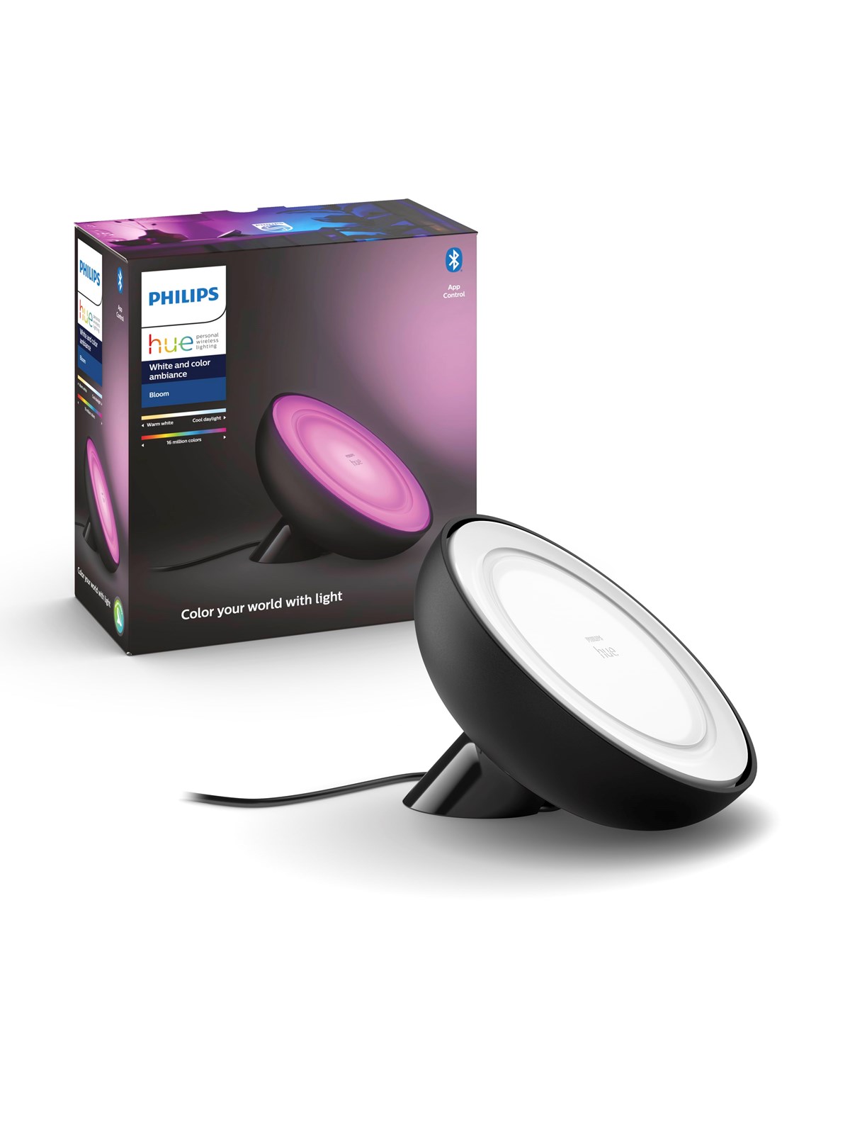 Philips Hue Bloom Transportabel Bordlampe - BT - Sort, Smart Home