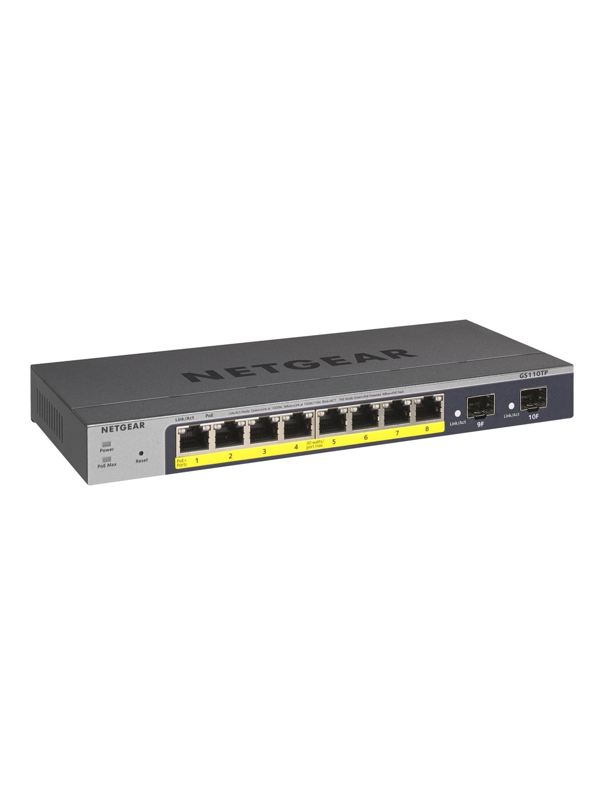Netgear GS110TPv3 8-Port Gigabit Pø+ Ethernet Smart Switch with 2 SFP Ports and Cloud Management